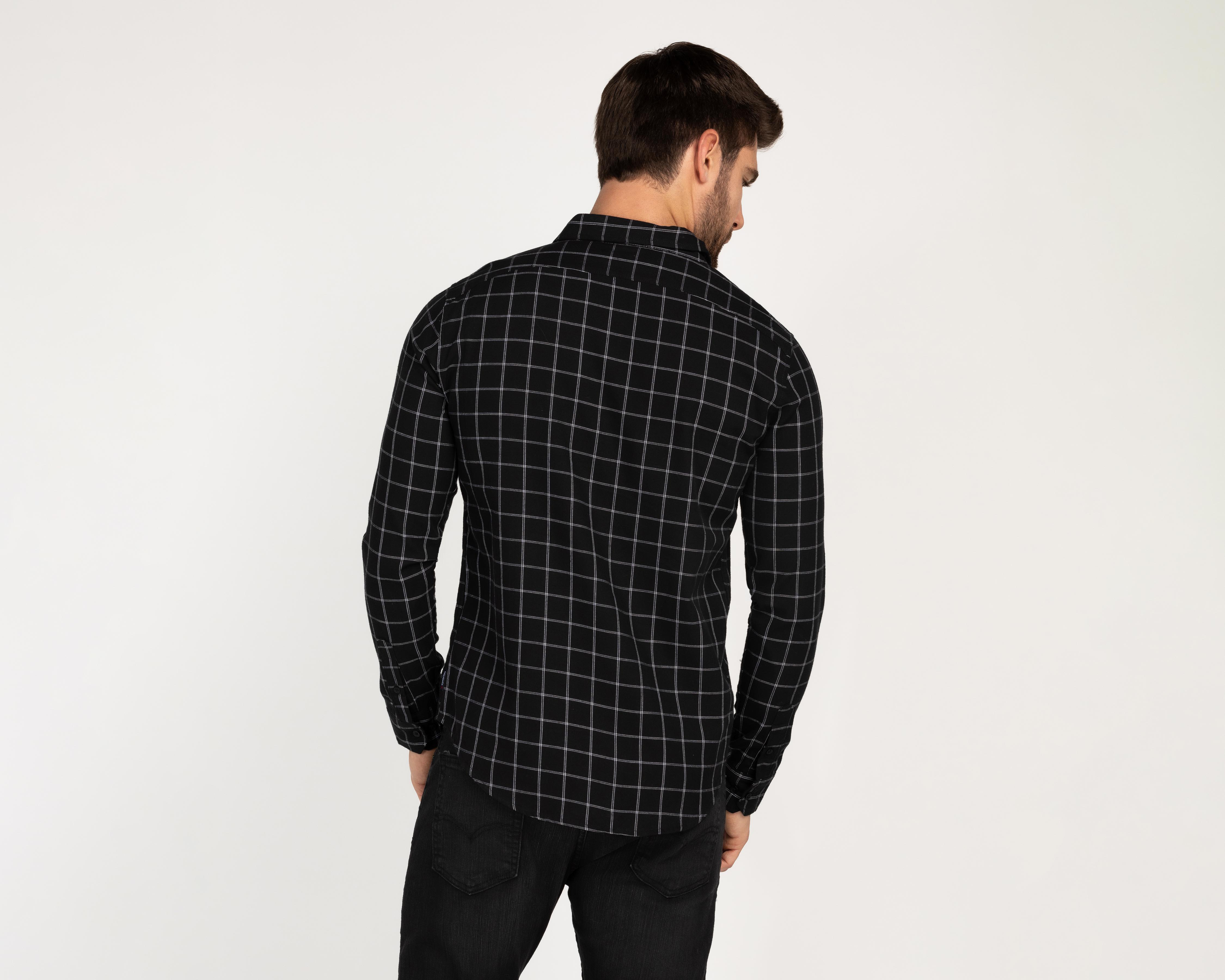 Foto 3 pulgar | Camisa Casual Oggi Slim Fit a Cuadros para Hombre