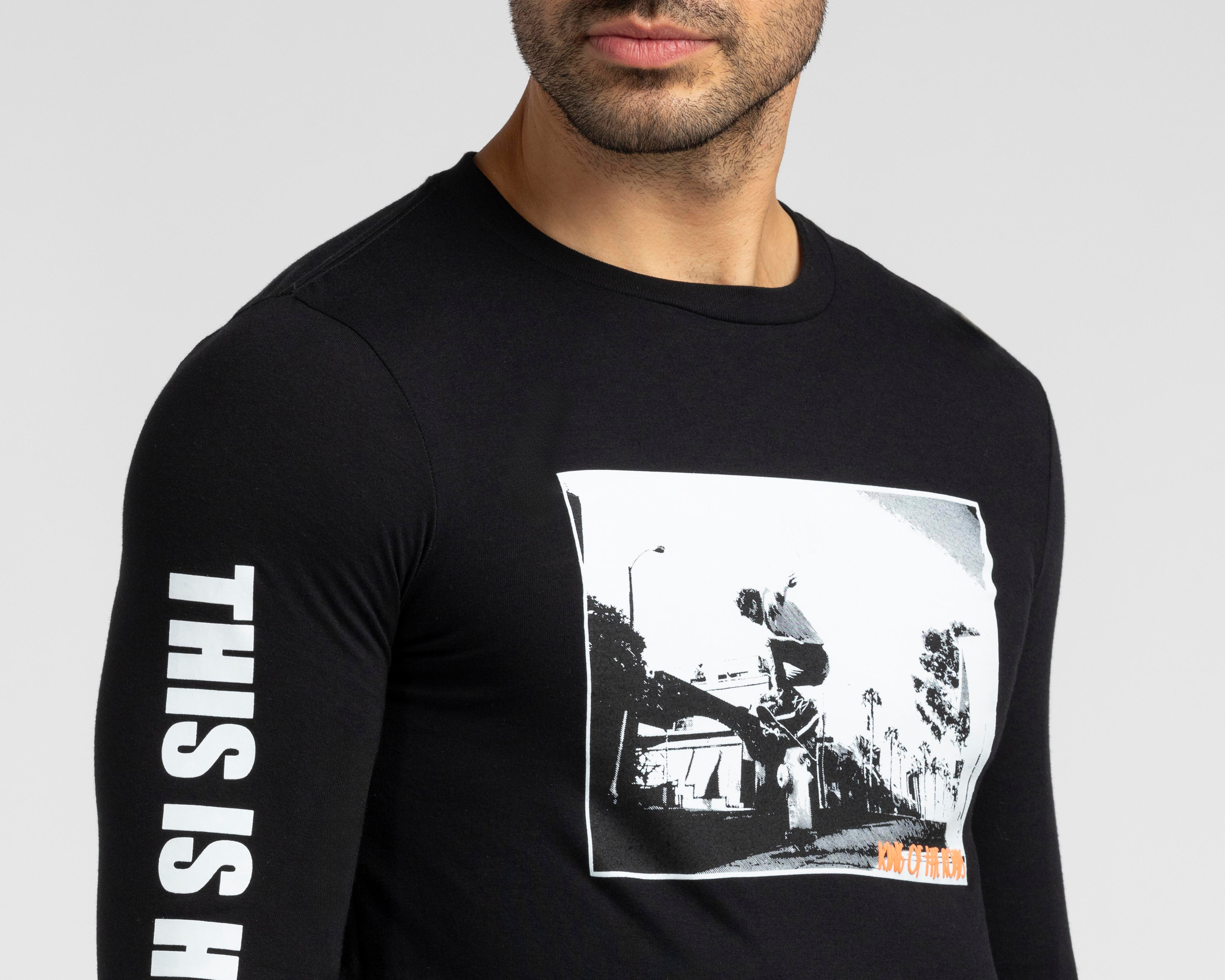 Foto 5 pulgar | Playera de Cuello Redondo Negra Neo*City para Hombre