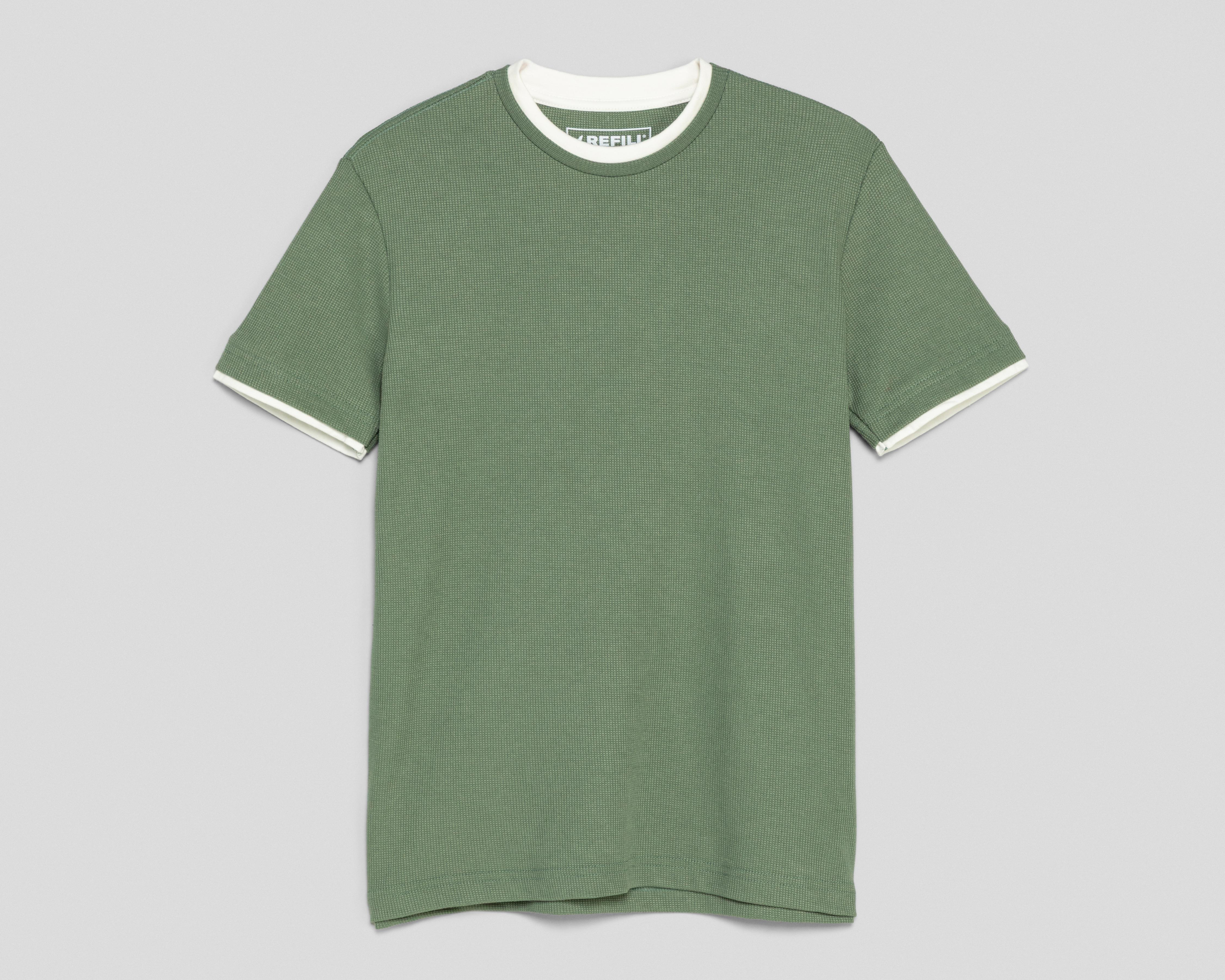 Foto 2 pulgar | Playera de Cuello Redondo Verde Refill para Hombre