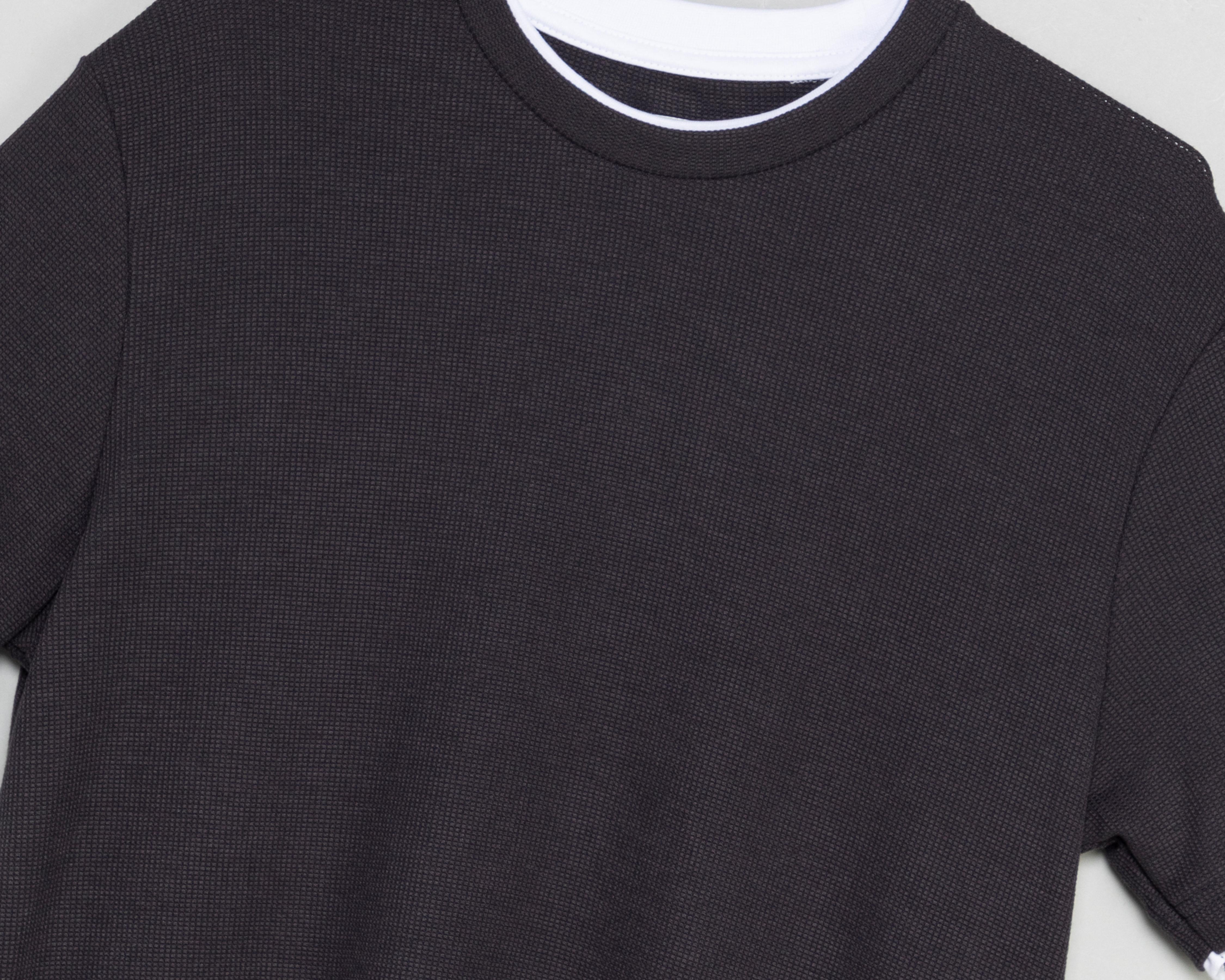 Foto 4 pulgar | Playera de Cuello Redondo Negra Refill para Hombre