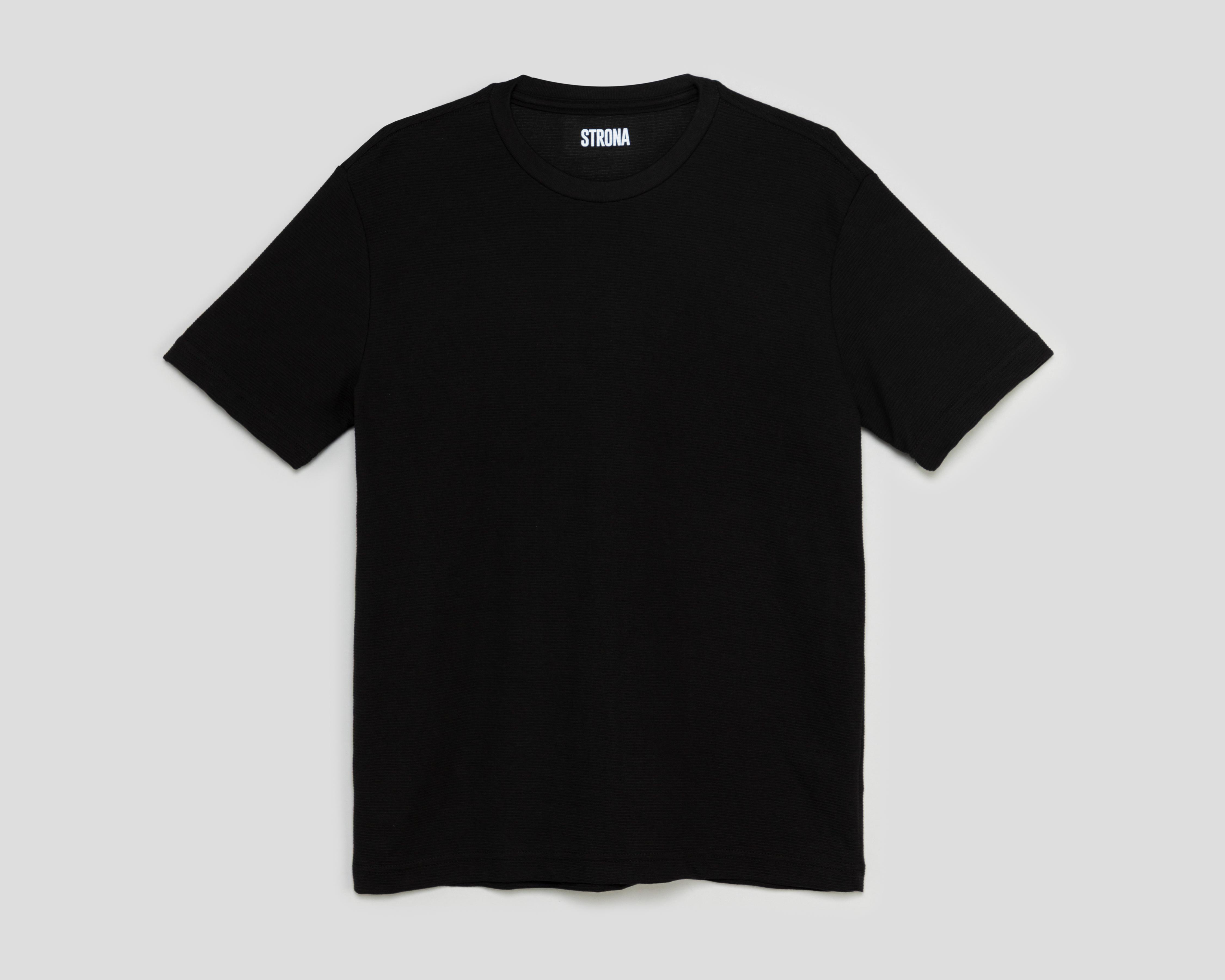 Playera de Cuello Redondo Negra Strona para Hombre