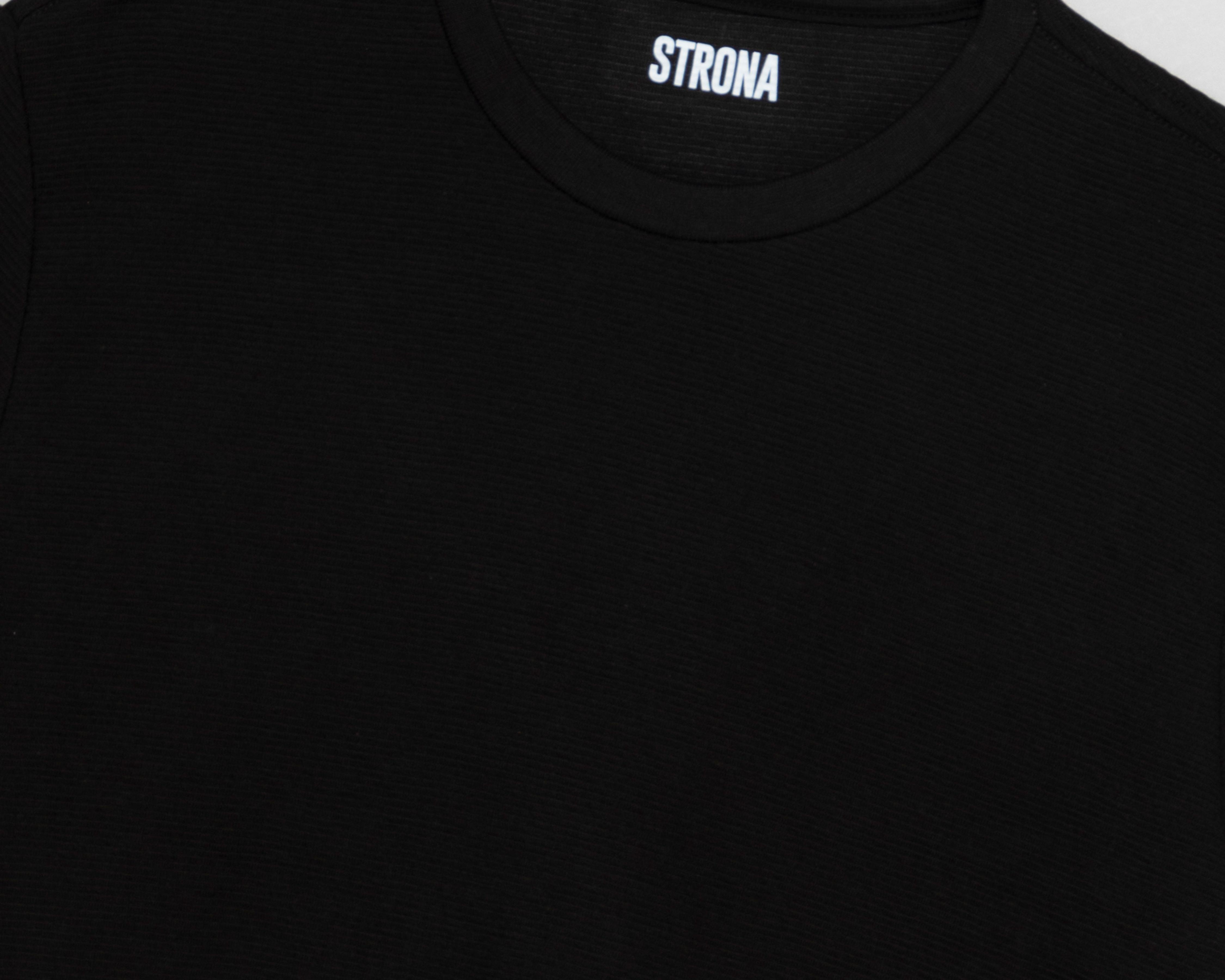 Foto 4 pulgar | Playera de Cuello Redondo Negra Strona para Hombre