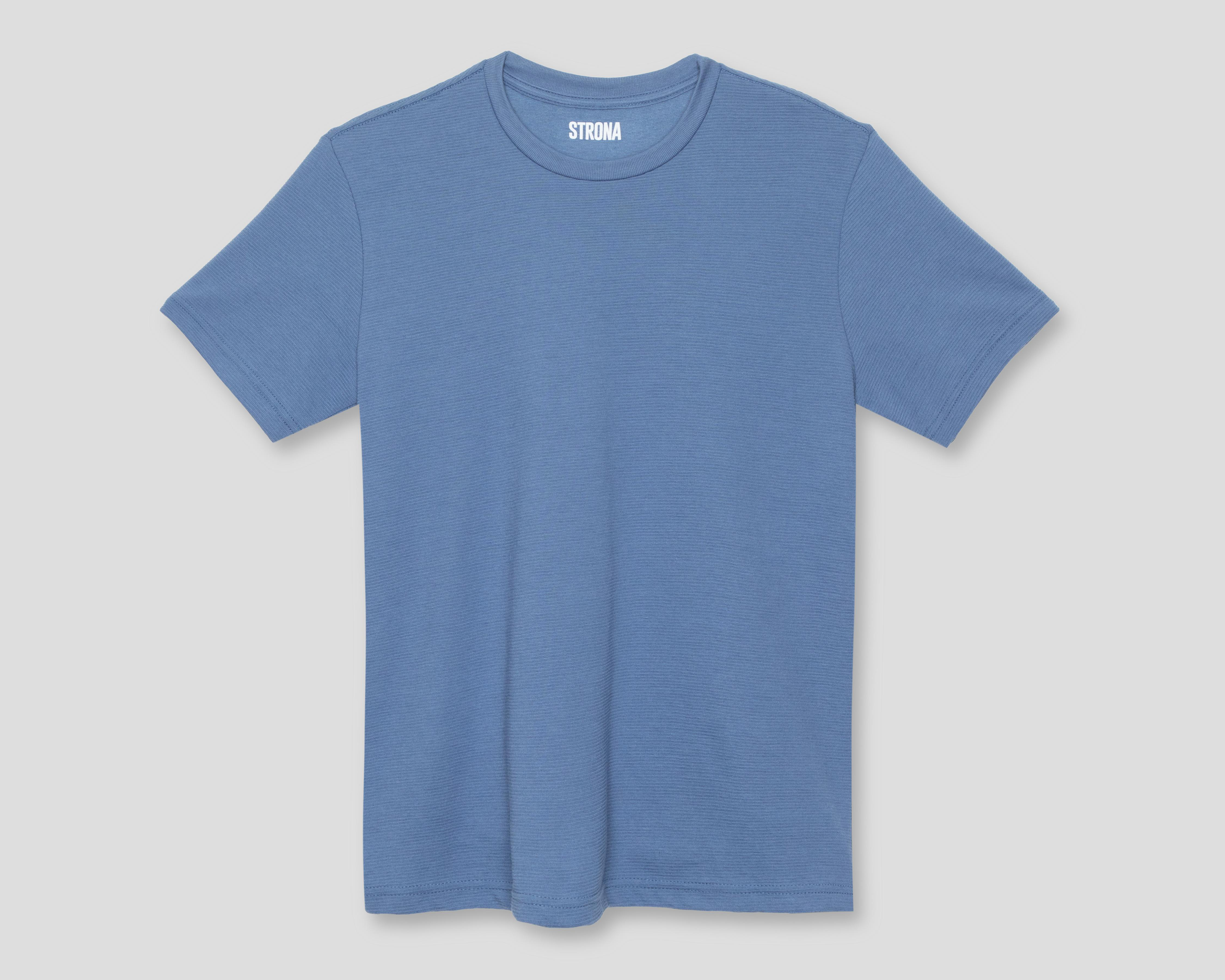 Foto 2 pulgar | Playera de Cuello Redondo Azul Strona para Hombre