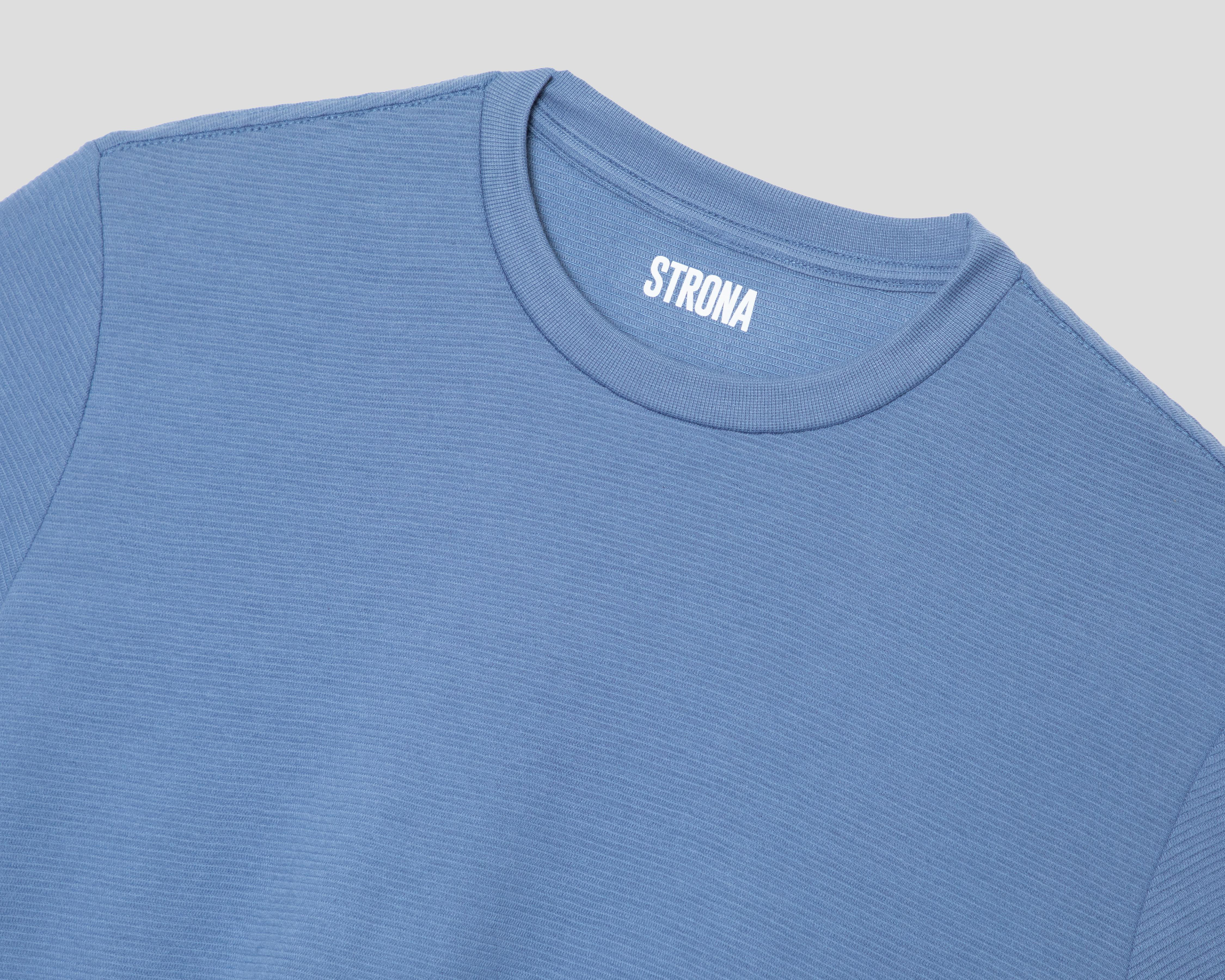 Foto 4 pulgar | Playera de Cuello Redondo Azul Strona para Hombre