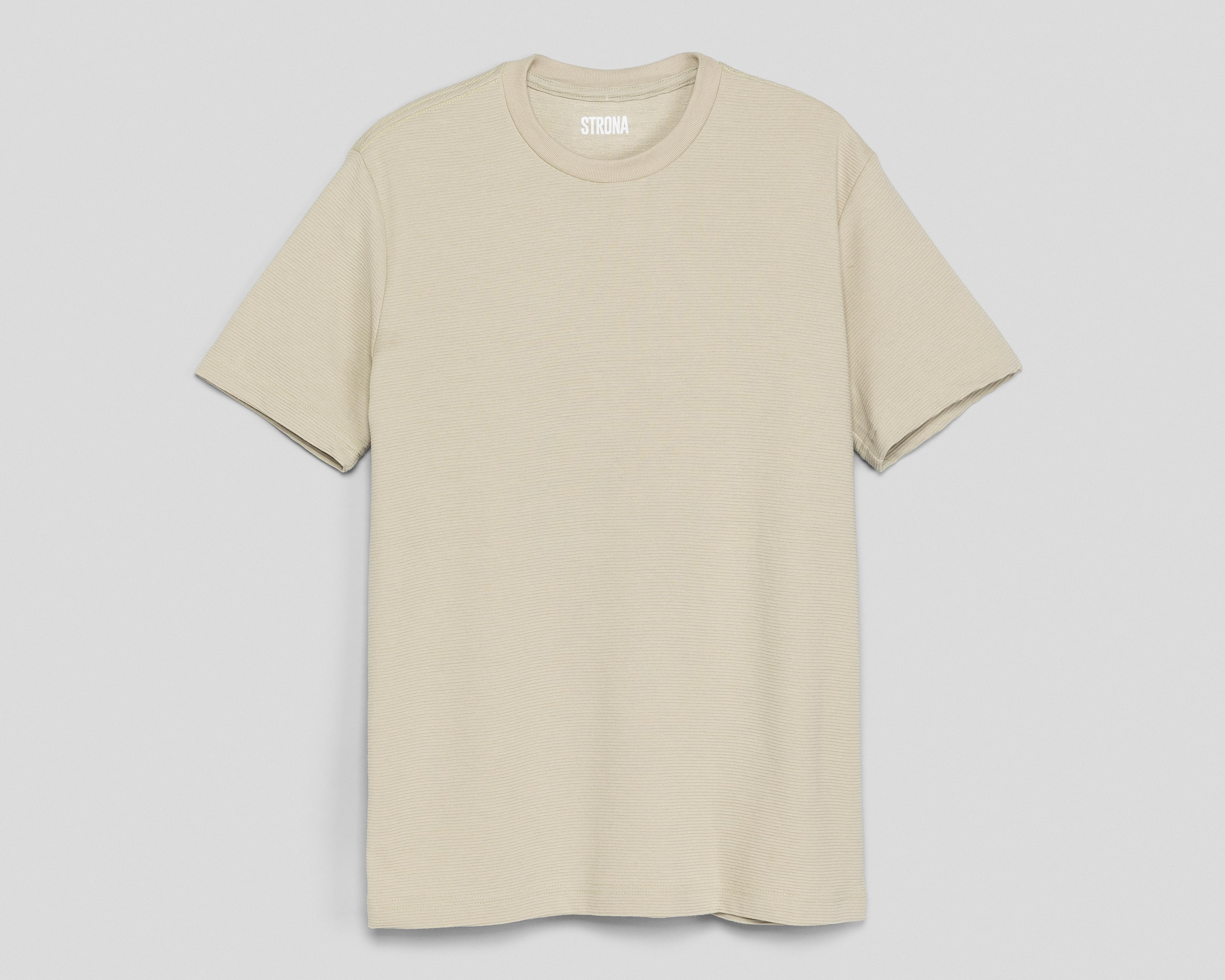 Foto 2 pulgar | Playera de Cuello Redondo Beige Strona para Hombre