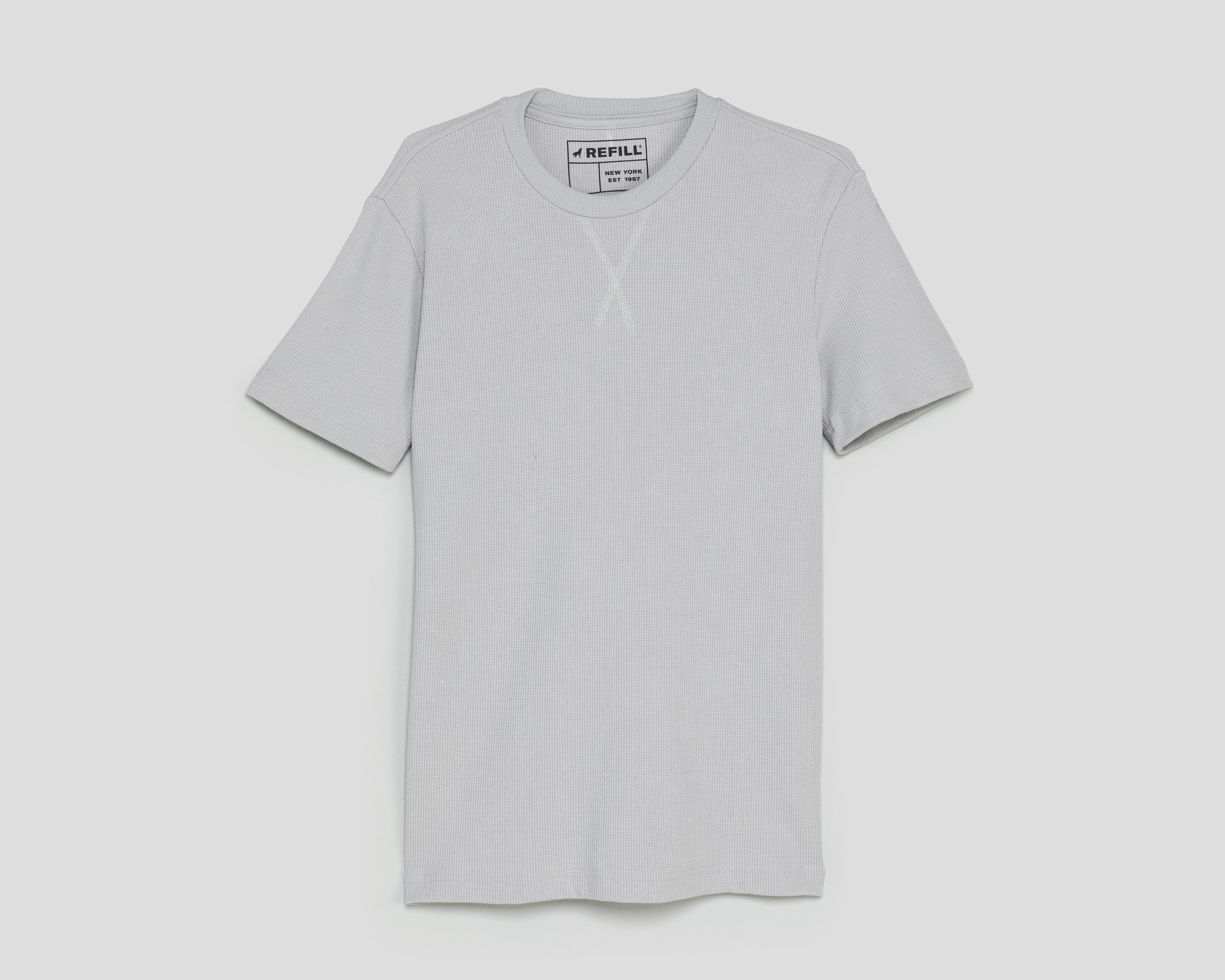 Playera de Cuello Redondo Gris Refill para Hombre