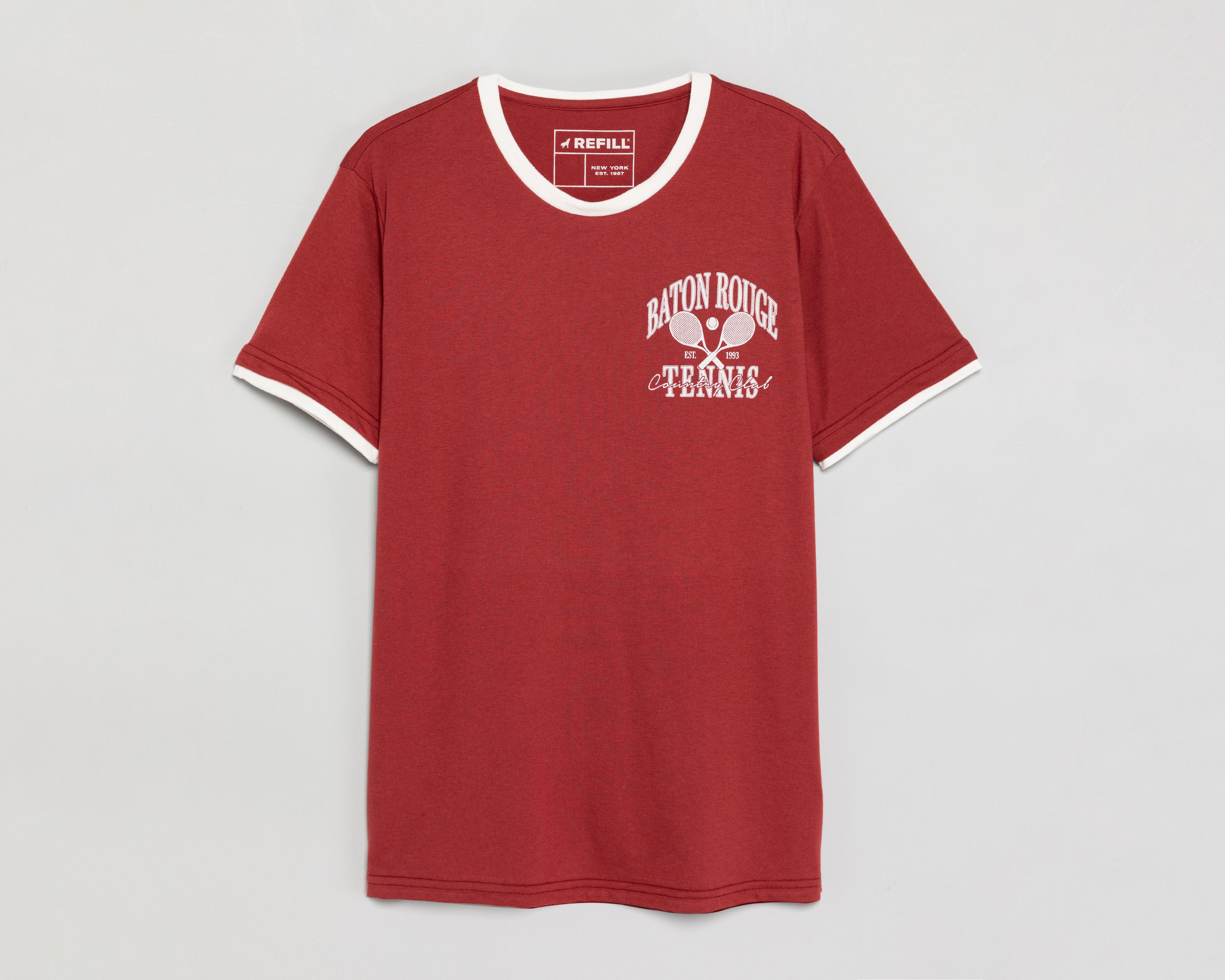 Foto 2 pulgar | Playera de Cuello Redondo Marrón Refill para Hombre