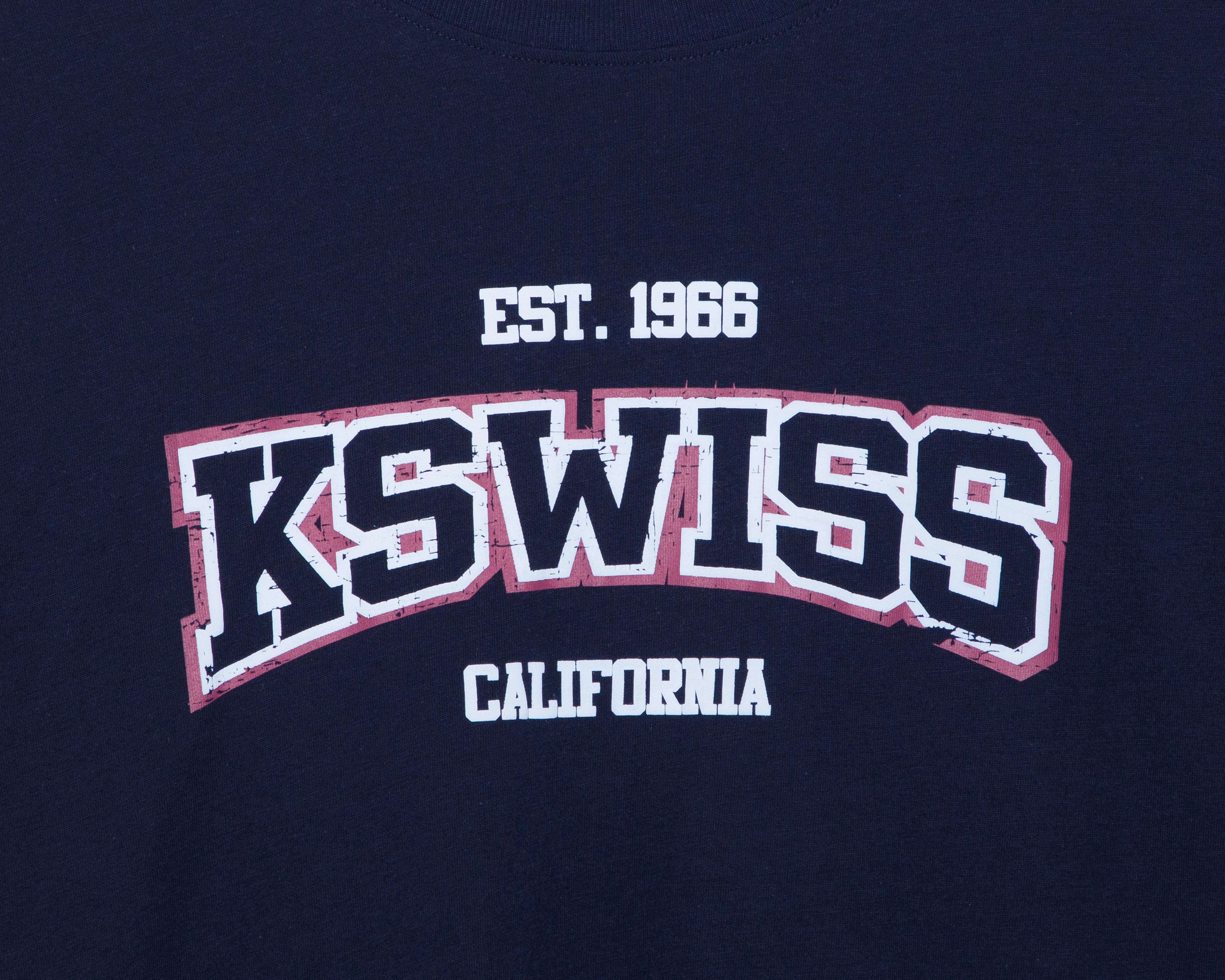 Foto 4 pulgar | Playera de Cuello Redondo Azul Marino K-Swiss para Hombre