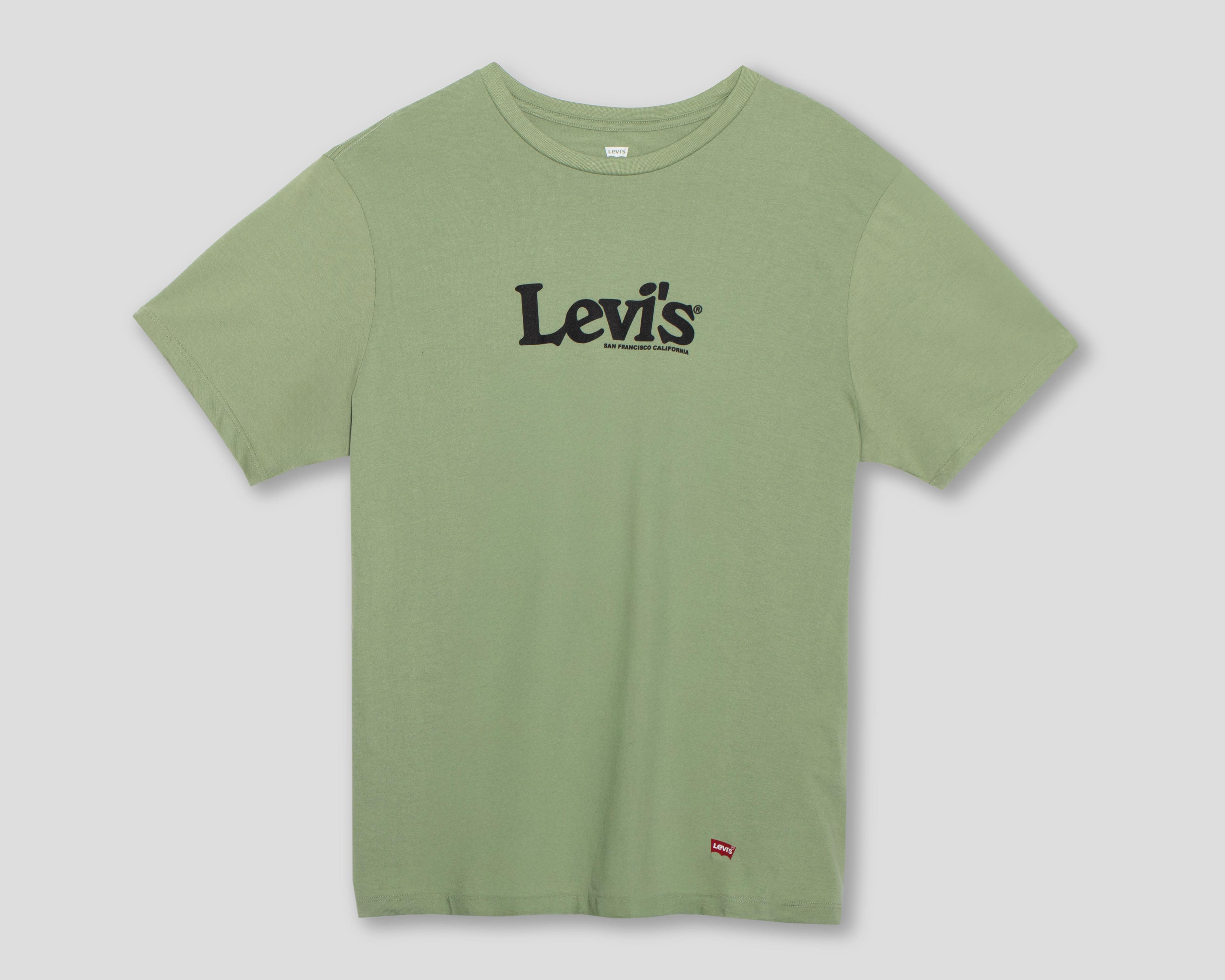 Foto 2 pulgar | Playera de Cuello Redondo Verde Levi's para Hombre