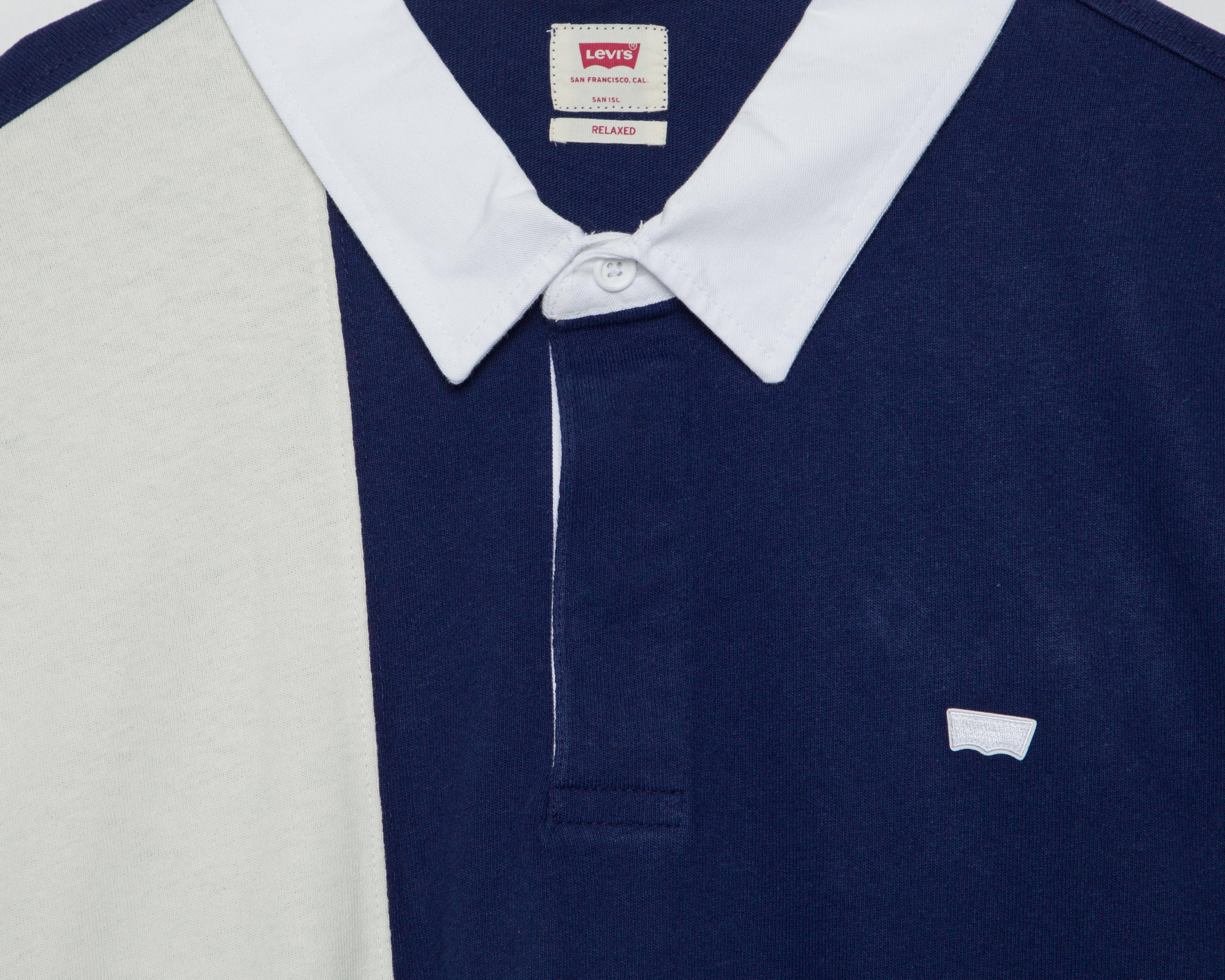 Foto 4 pulgar | Playera Polo Levi's Manga Larga Azul para Hombre