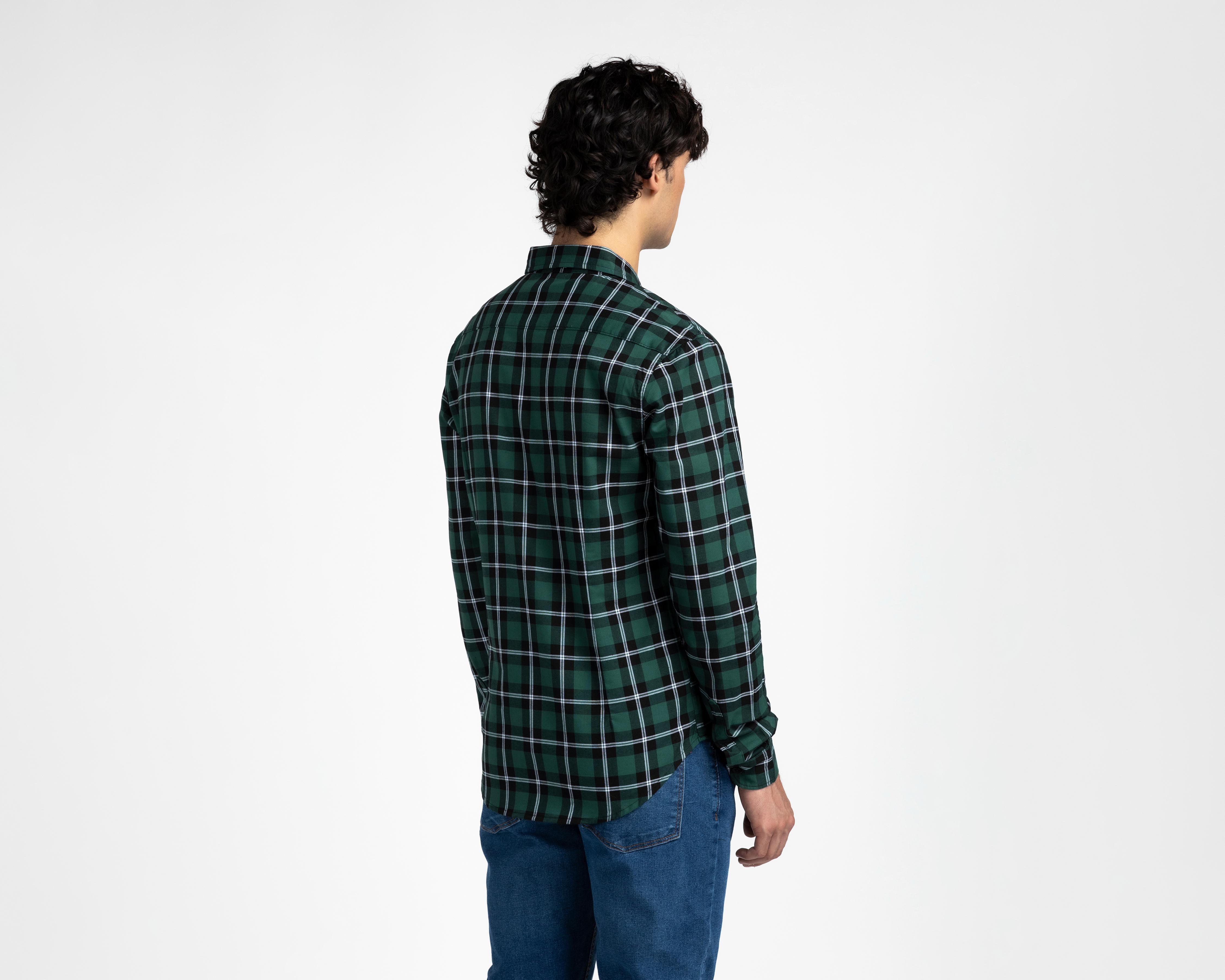 Foto 3 pulgar | Camisa Casual de Algodón Oggi Slim Fit a Cuadros para Hombre