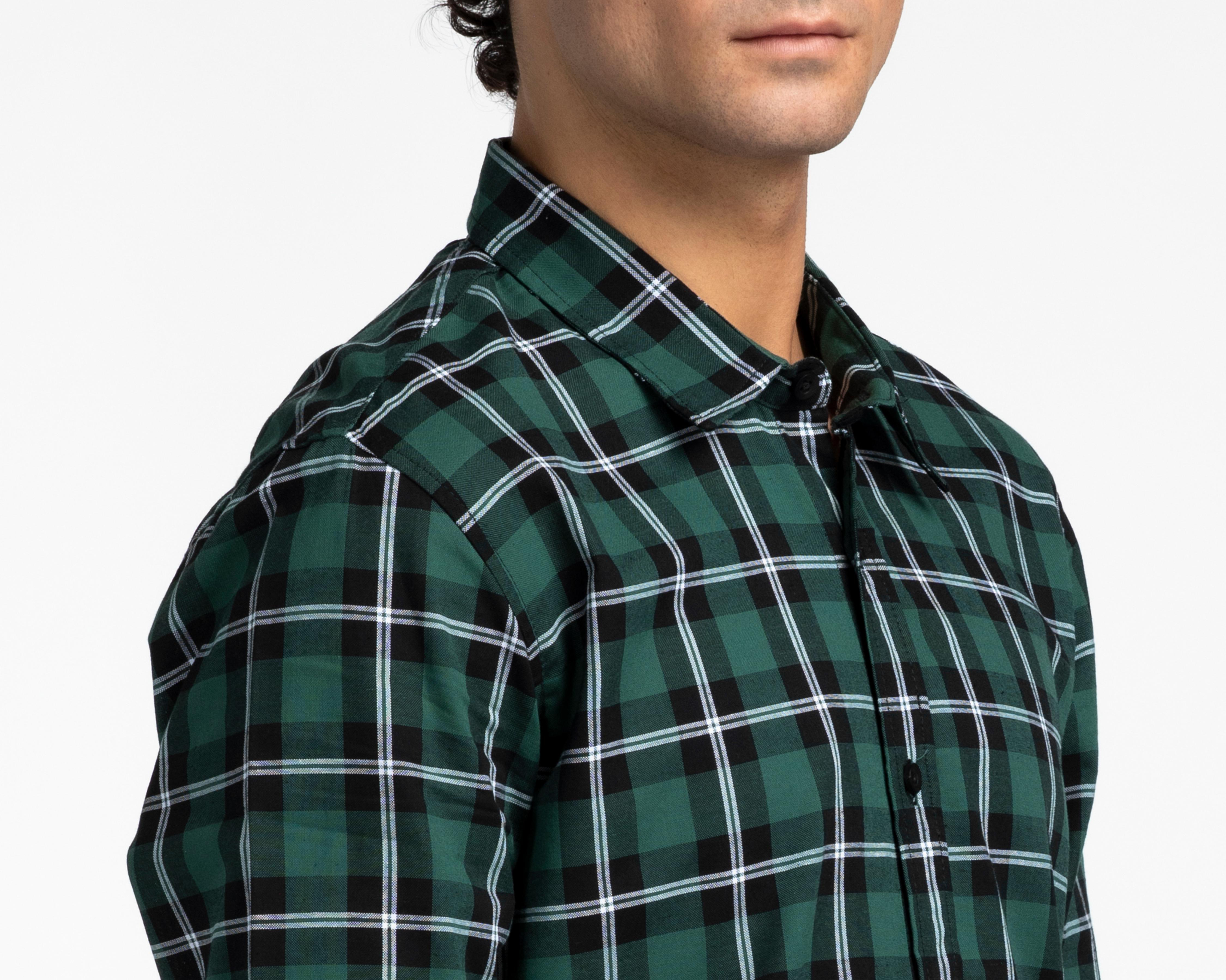 Foto 4 pulgar | Camisa Casual de Algodón Oggi Slim Fit a Cuadros para Hombre