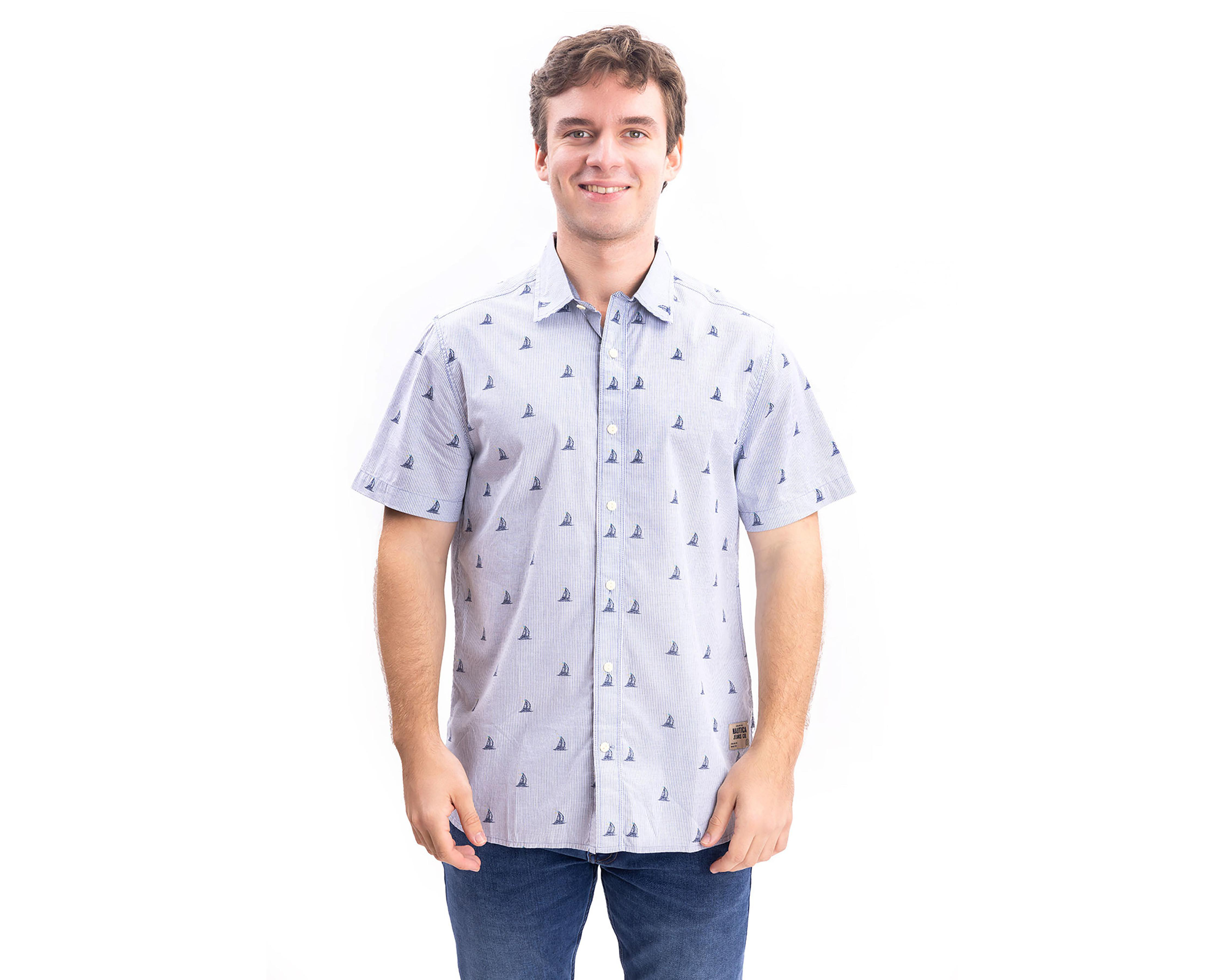 Foto 2 pulgar | Camisa Casual Nautica Jeans Co Regular Estampada para Hombre
