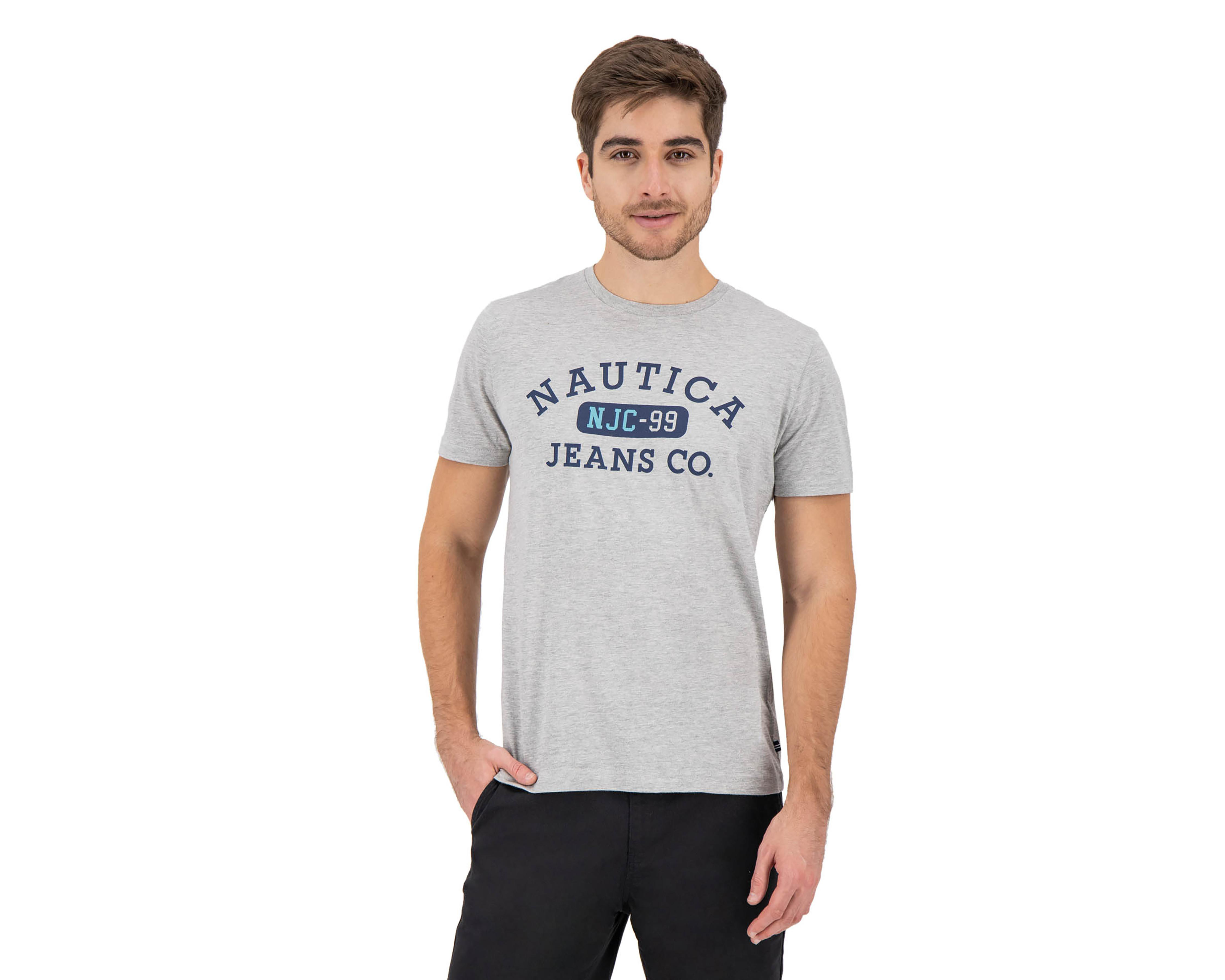 Foto 2 pulgar | Playera de Cuello Redondo Gris Nautica Jeans Co para Hombre