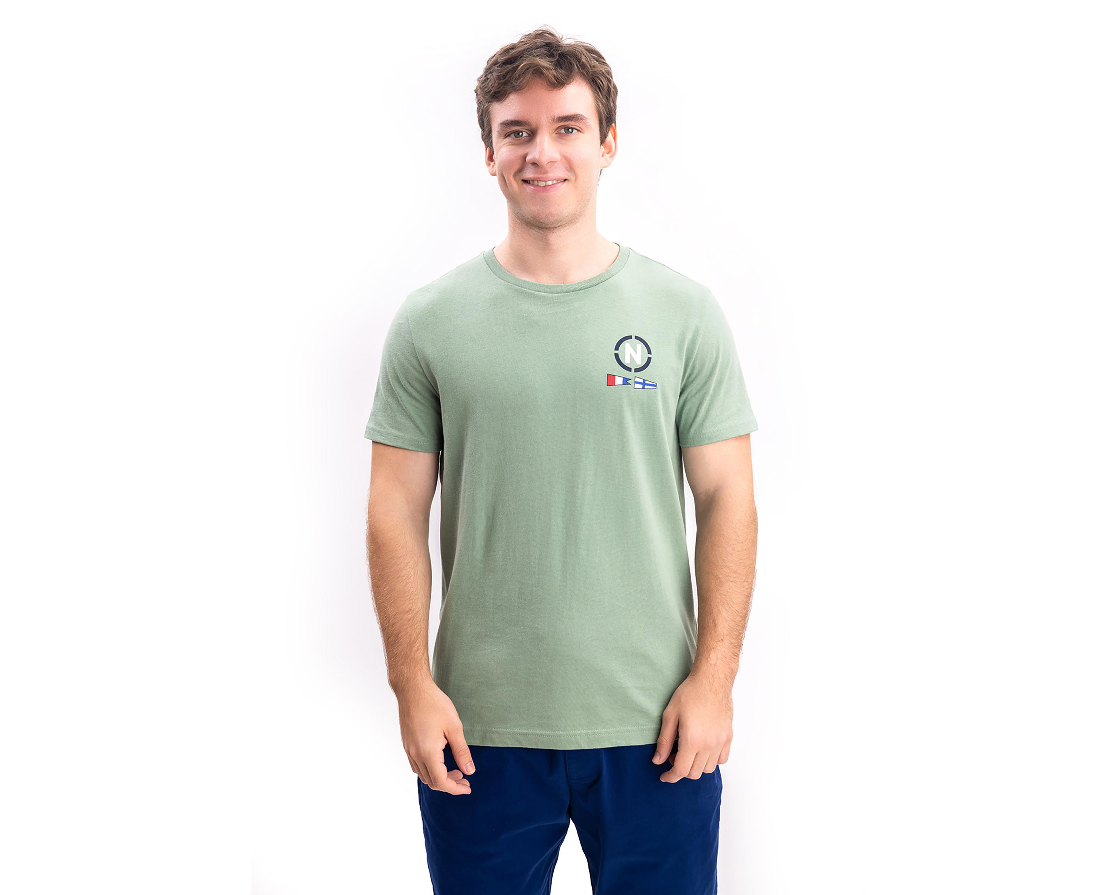 Playera de Cuello Redondo Verde Nautica Jeans Co para Hombre