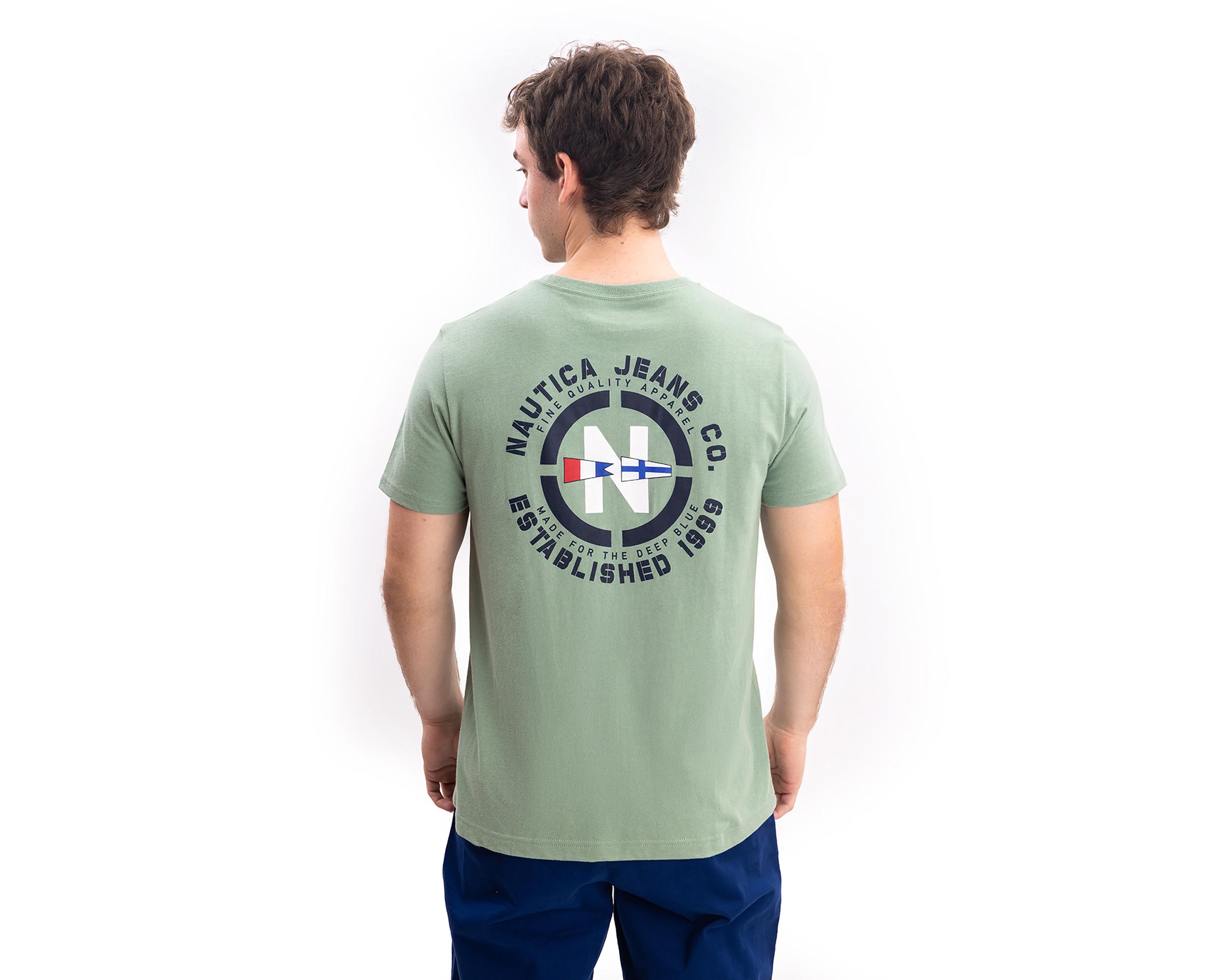 Foto 4 pulgar | Playera de Cuello Redondo Verde Nautica Jeans Co para Hombre