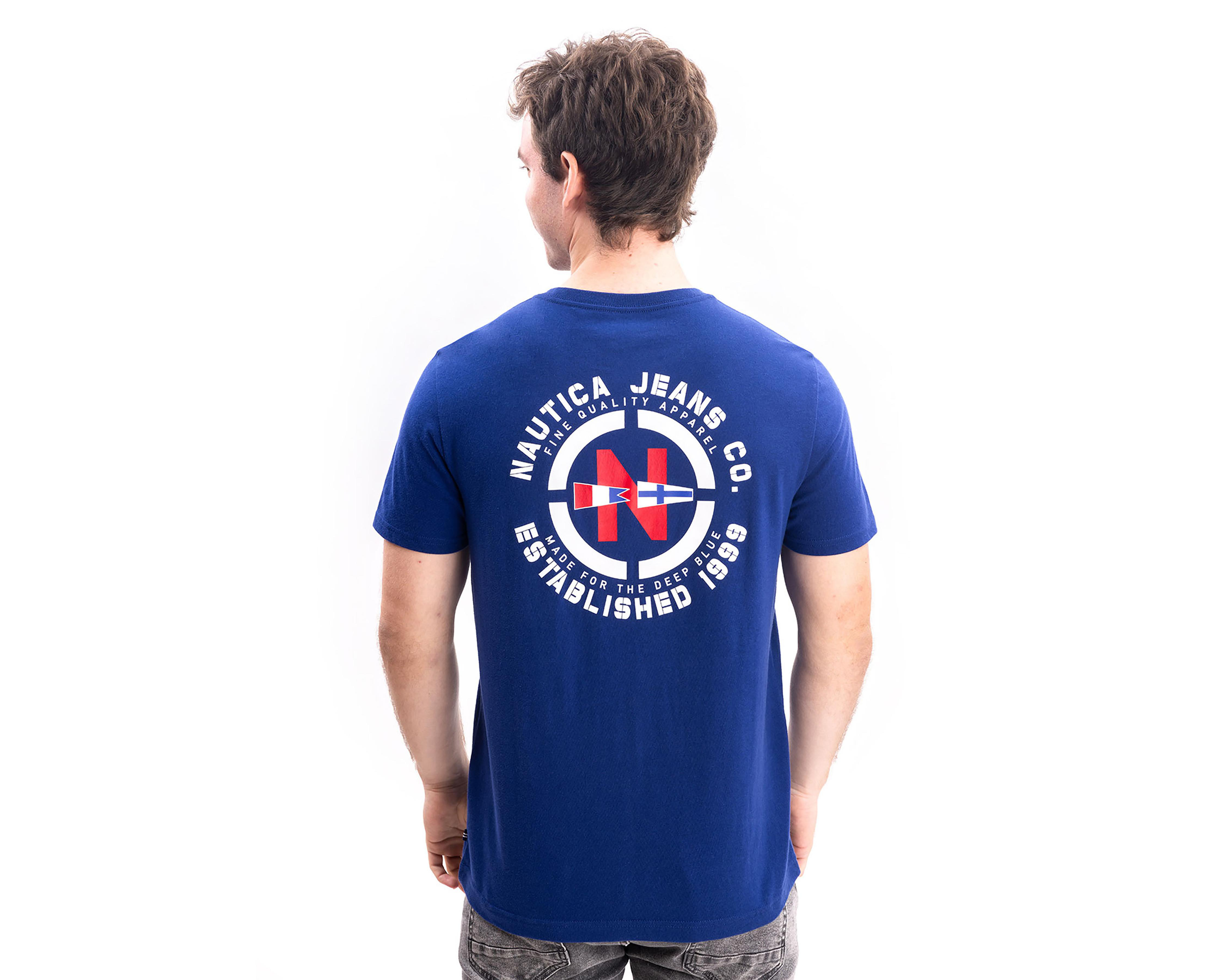 Foto 4 pulgar | Playera de Cuello Redondo Azul Nautica Jeans Co para Hombre