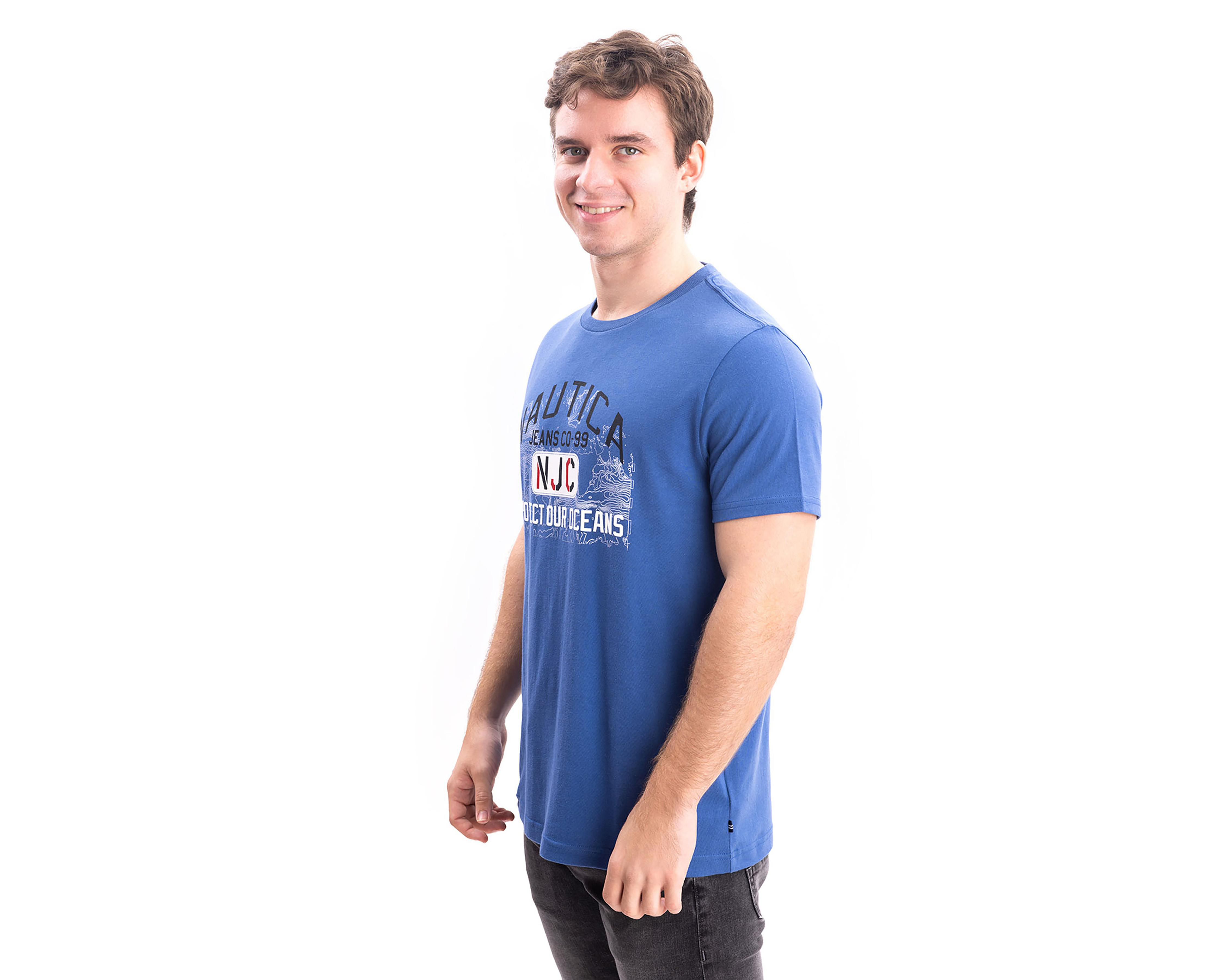 Foto 4 pulgar | Playera de Cuello Redondo Azul Nautica Jeans Co para Hombre