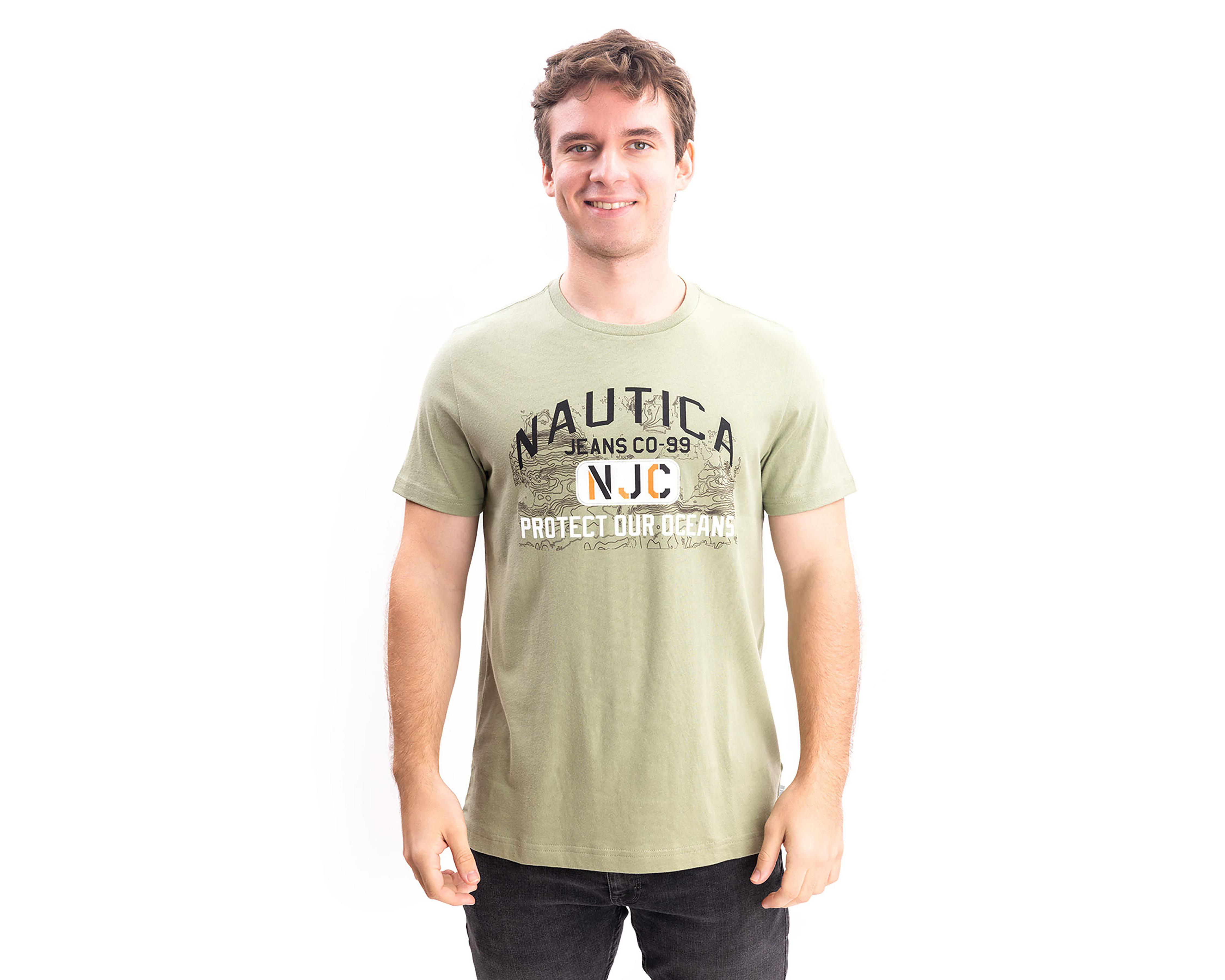 Playera de Cuello Redondo Verde Nautica Jeans Co para Hombre