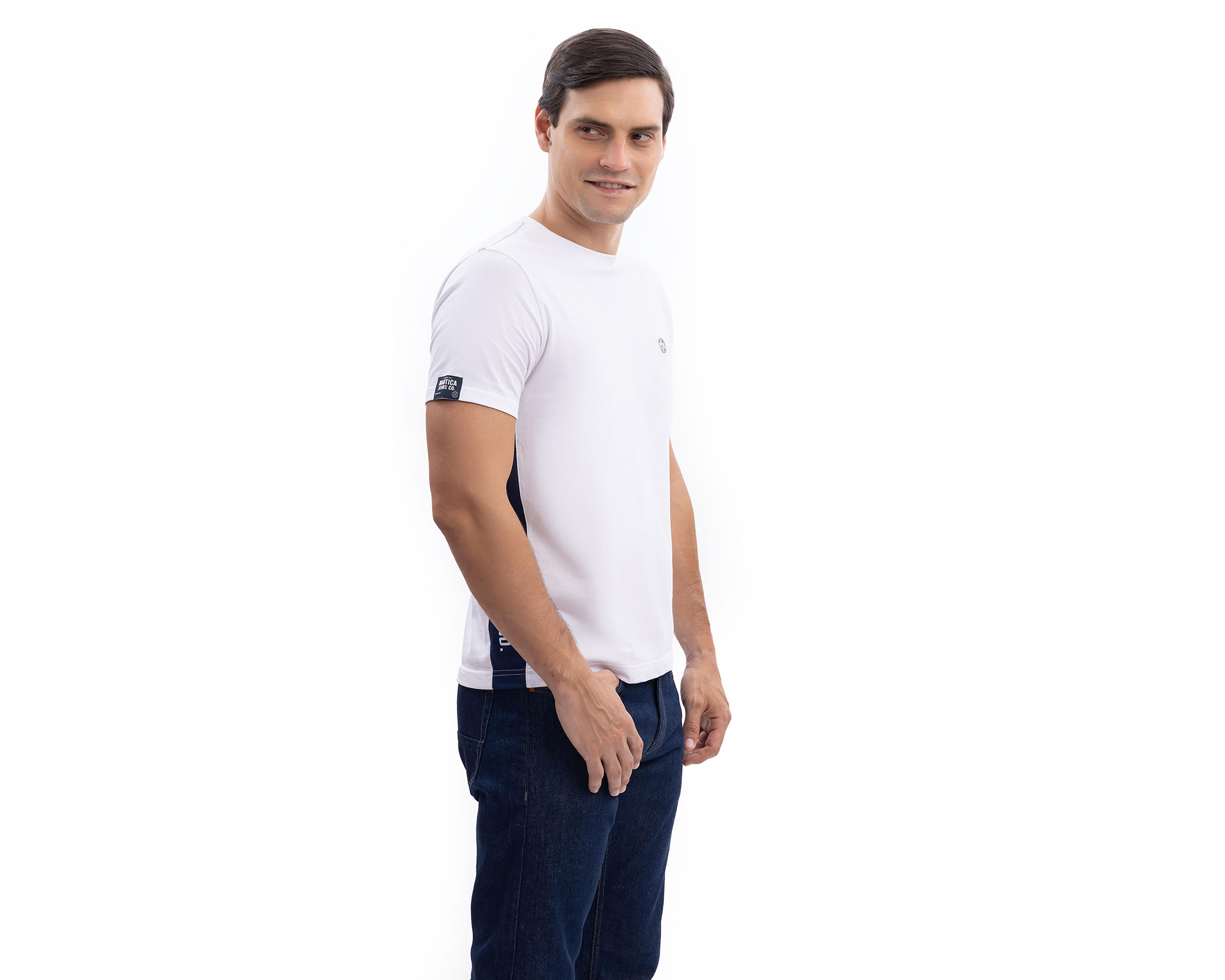 Foto 4 pulgar | Playera Cuello Redondo Blanca Nautica Jeans Co para Hombre