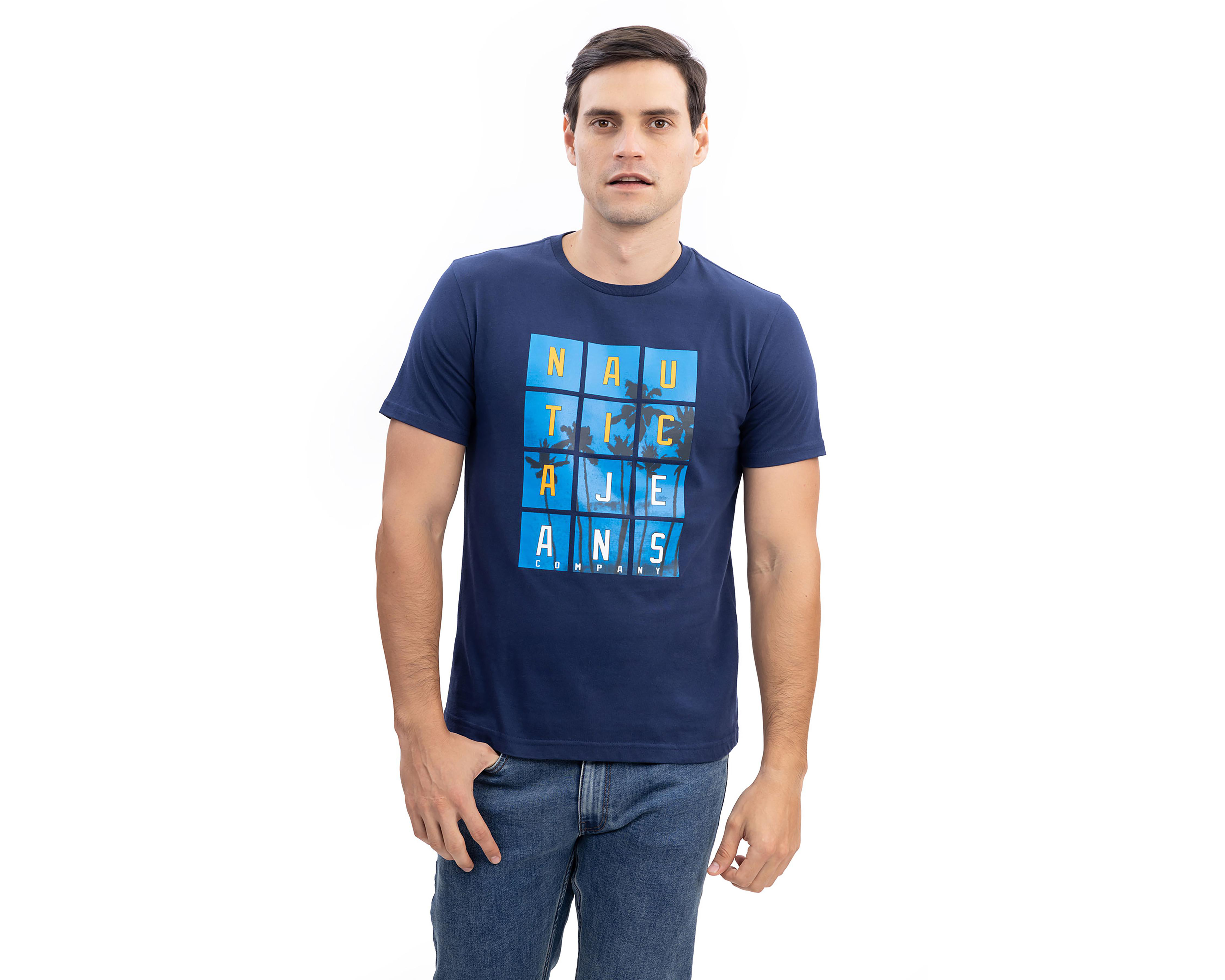 Foto 1 | Playera de Cuello Redondo Azul Marino Nautica Jeans Co para Hombre
