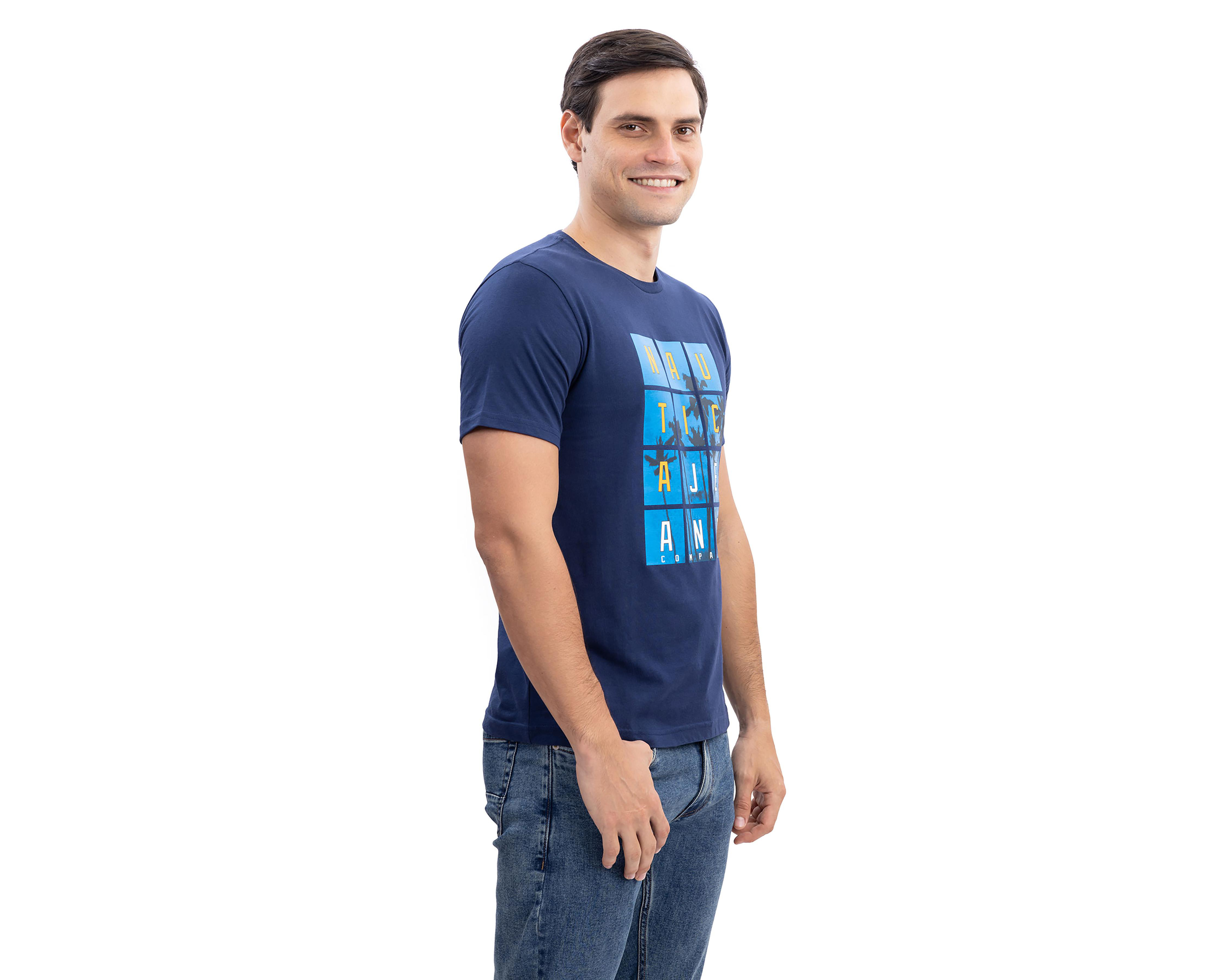 Foto 4 pulgar | Playera de Cuello Redondo Azul Marino Nautica Jeans Co para Hombre