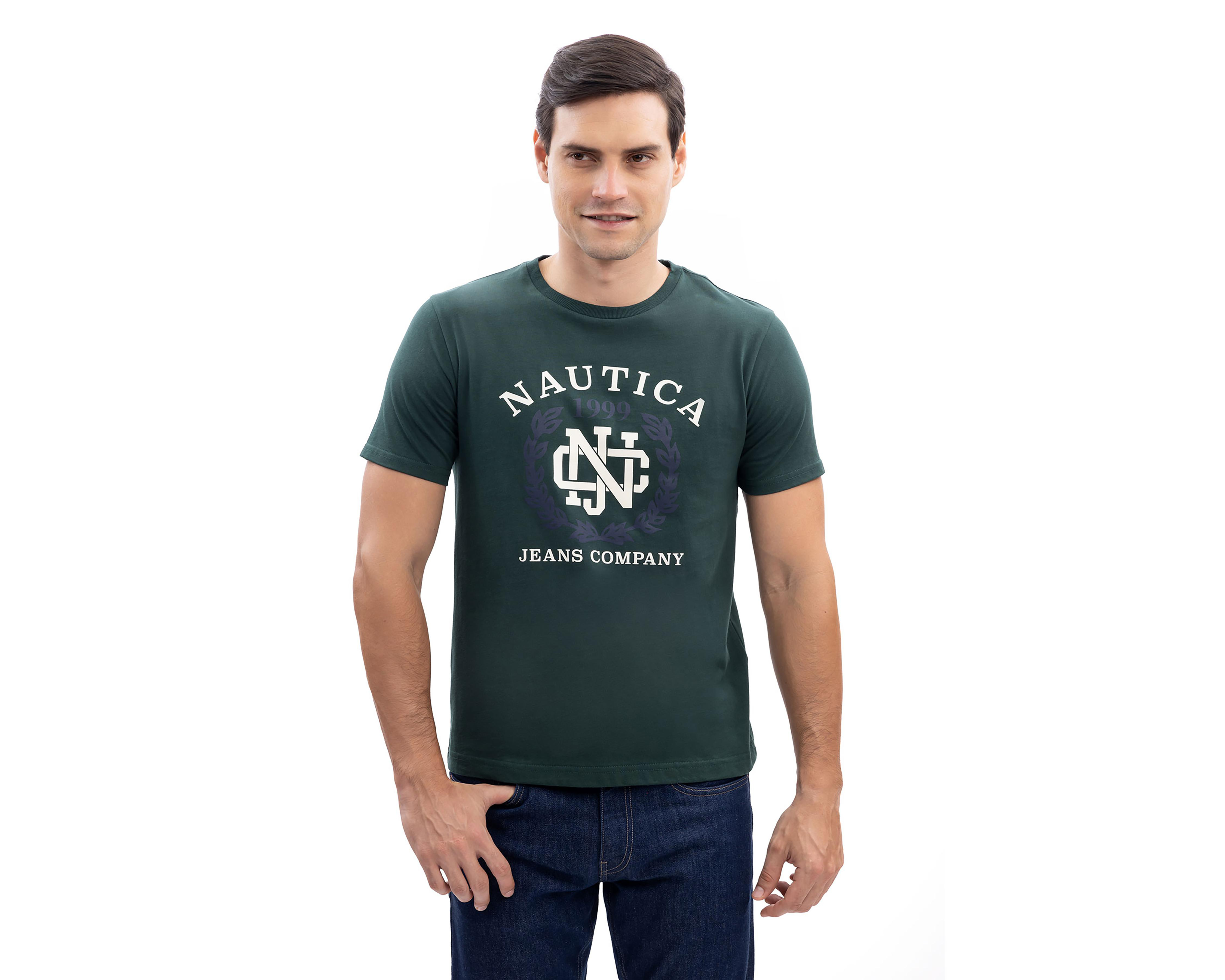 Foto 2 pulgar | Playera de Cuello Redondo Verde Nautica Jeans Co para Hombre