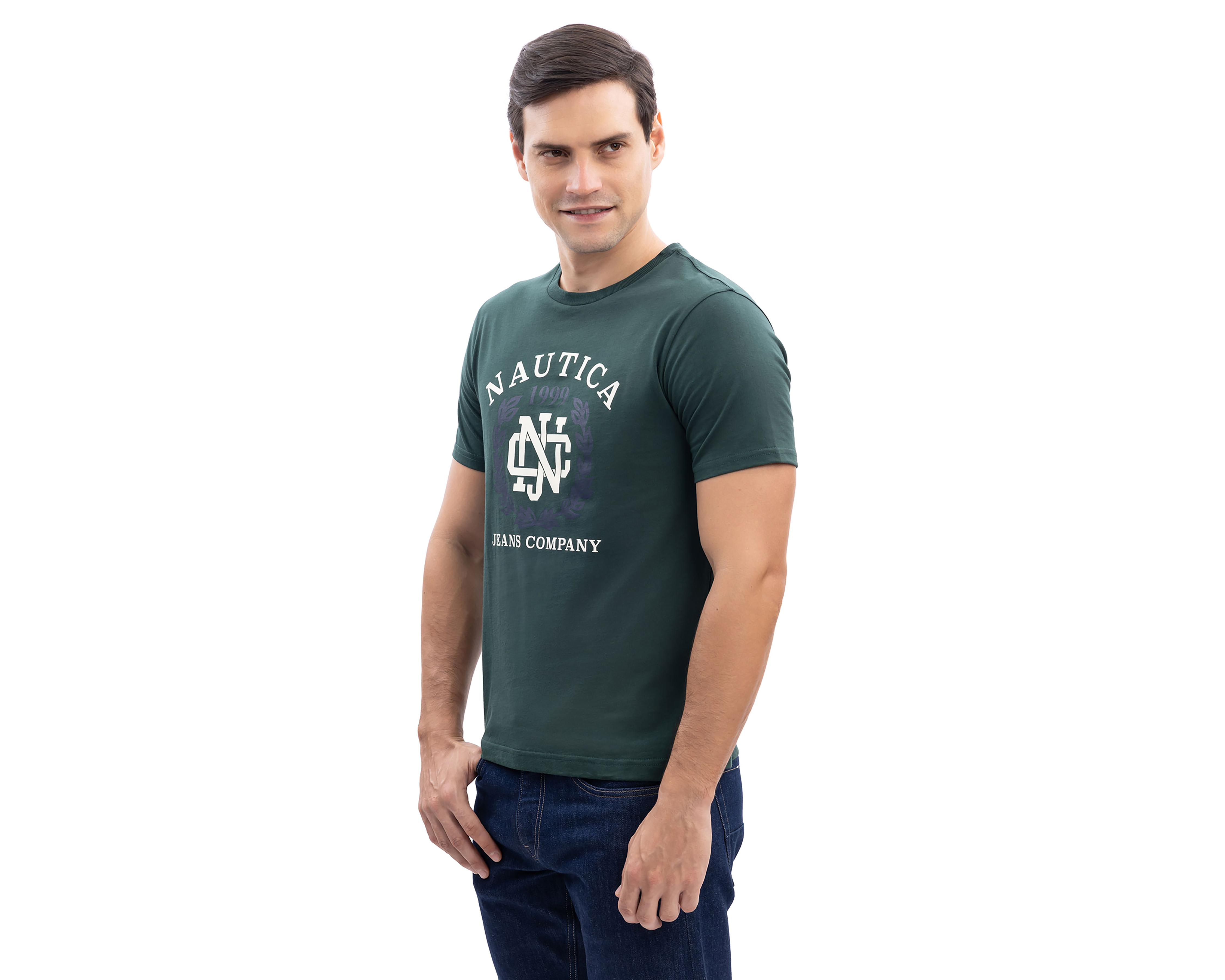 Foto 4 pulgar | Playera de Cuello Redondo Verde Nautica Jeans Co para Hombre