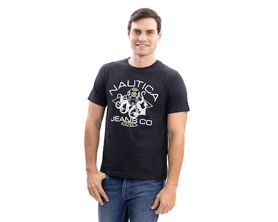 Foto 1 | Playera de Cuello Redondo Negra Nautica Jeans Co para Hombre