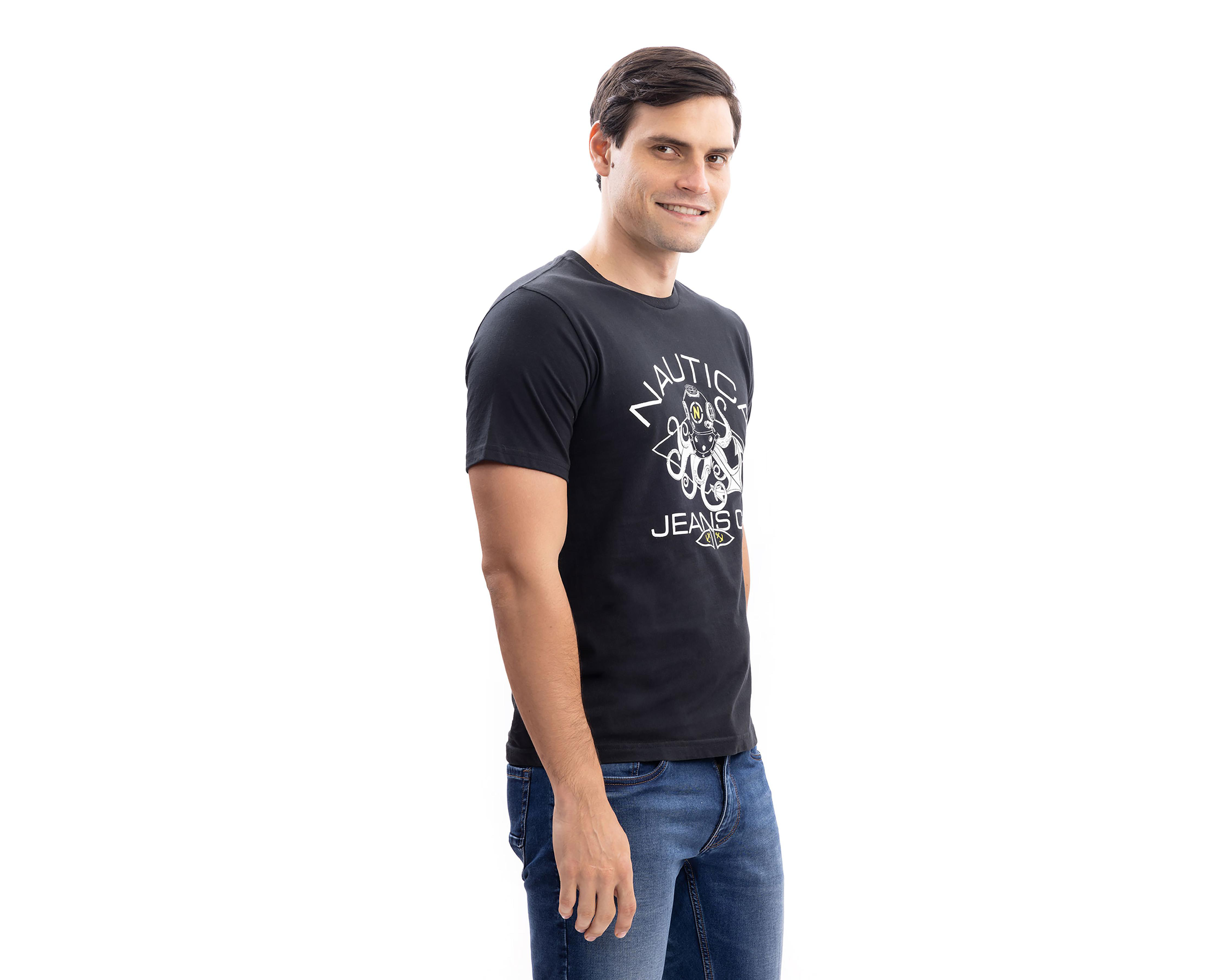 Foto 4 pulgar | Playera de Cuello Redondo Negra Nautica Jeans Co para Hombre