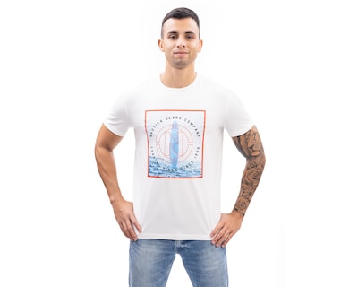 Foto 1 | Playera de Cuello Redondo Blanca Nautica Jeans Co para Hombre