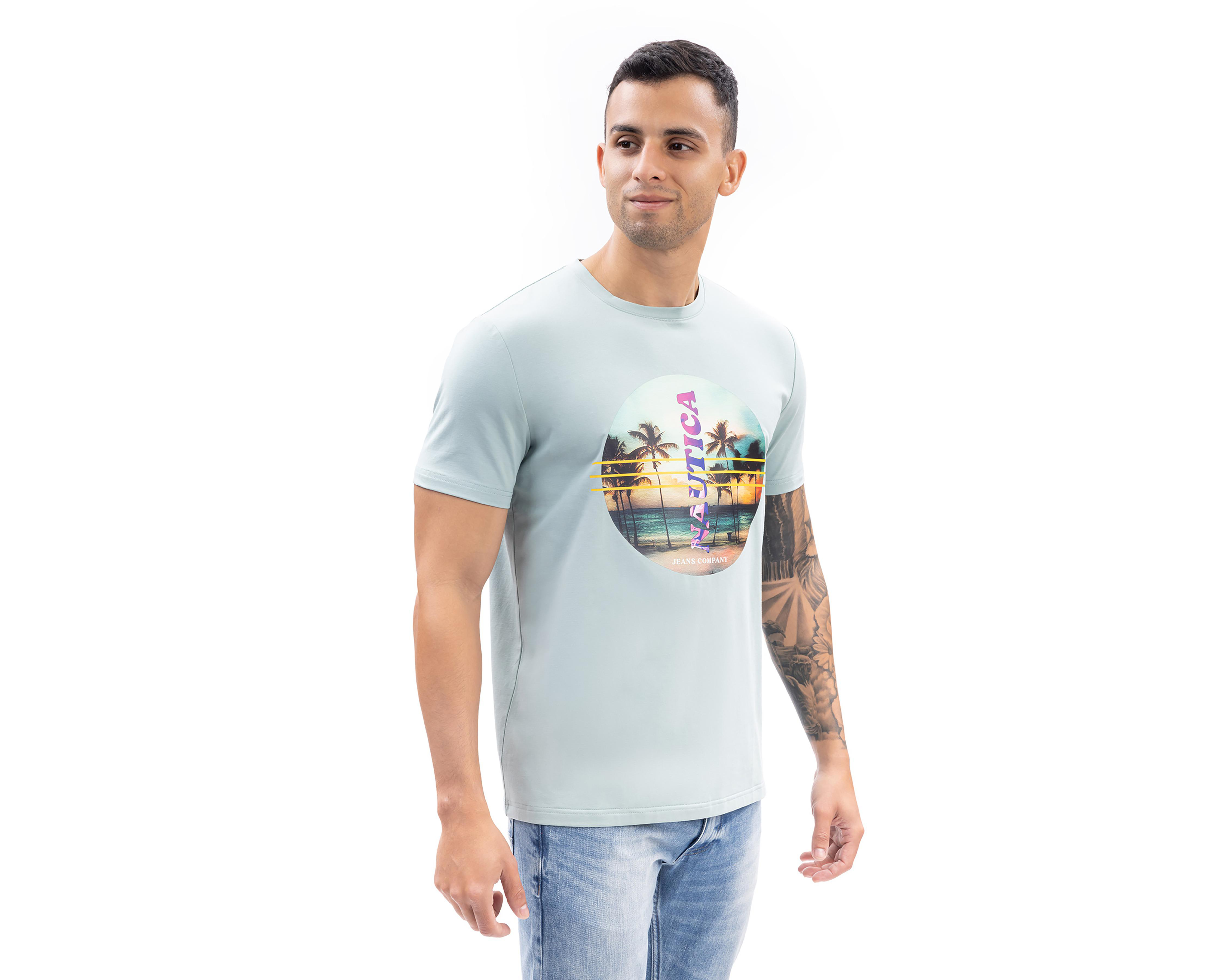 Foto 4 pulgar | Playera de Cuello Redondo Verde Nautica Jeans Co para Hombre