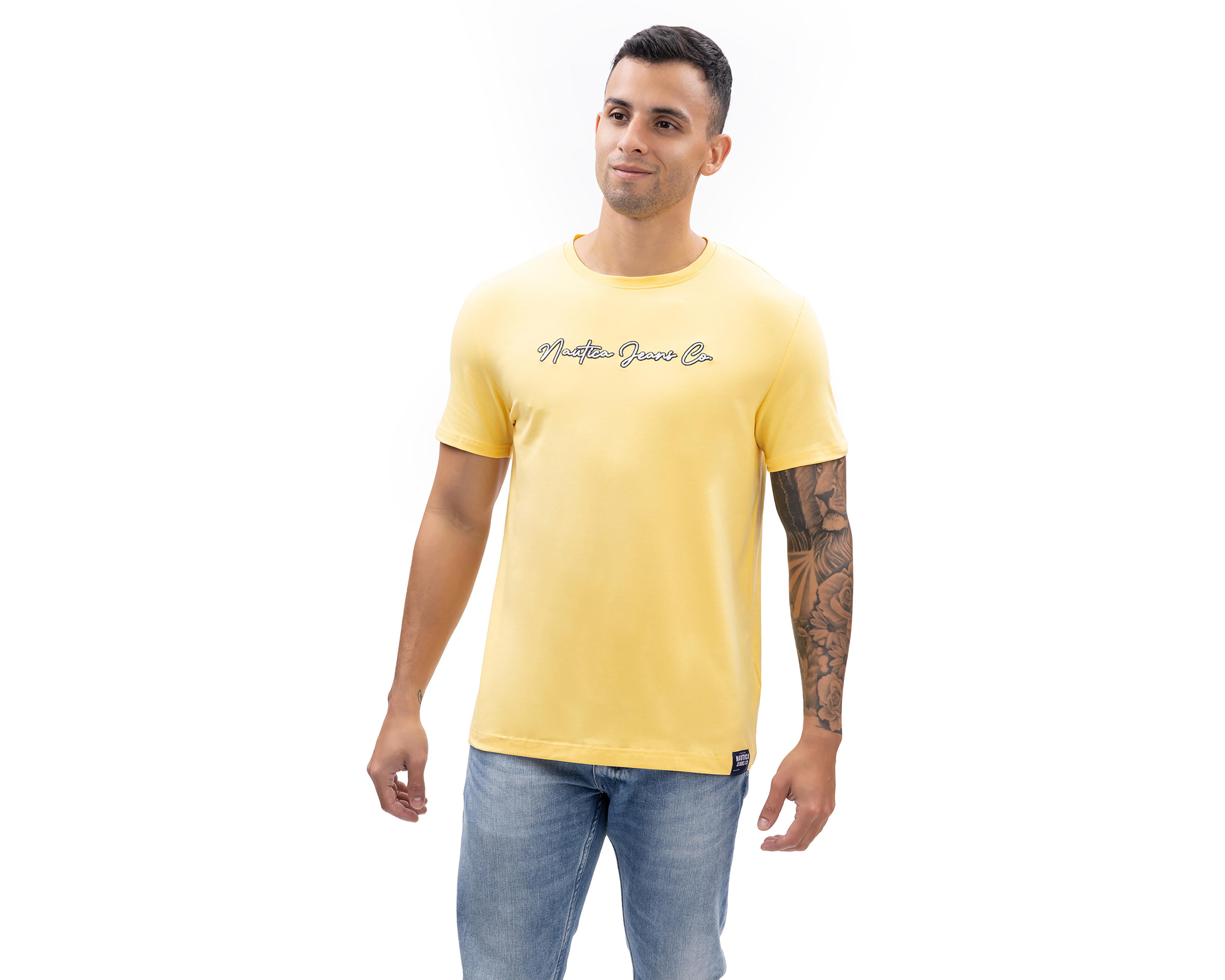 Playera de Cuello Redondo Amarilla Nautica Jeans Co para Hombre