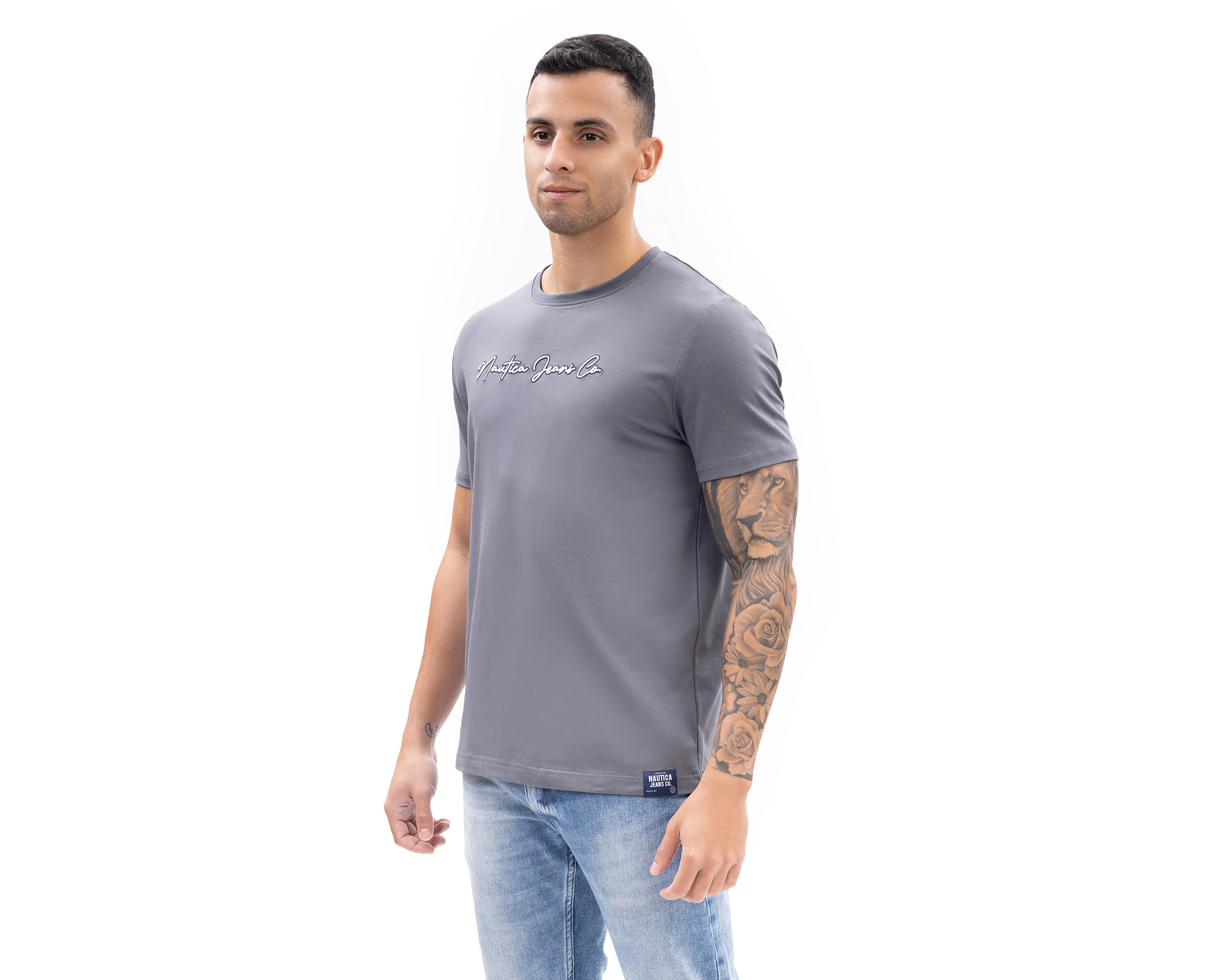 Foto 4 pulgar | Playera de Cuello Redondo Gris Nautica Jeans Co para Hombre