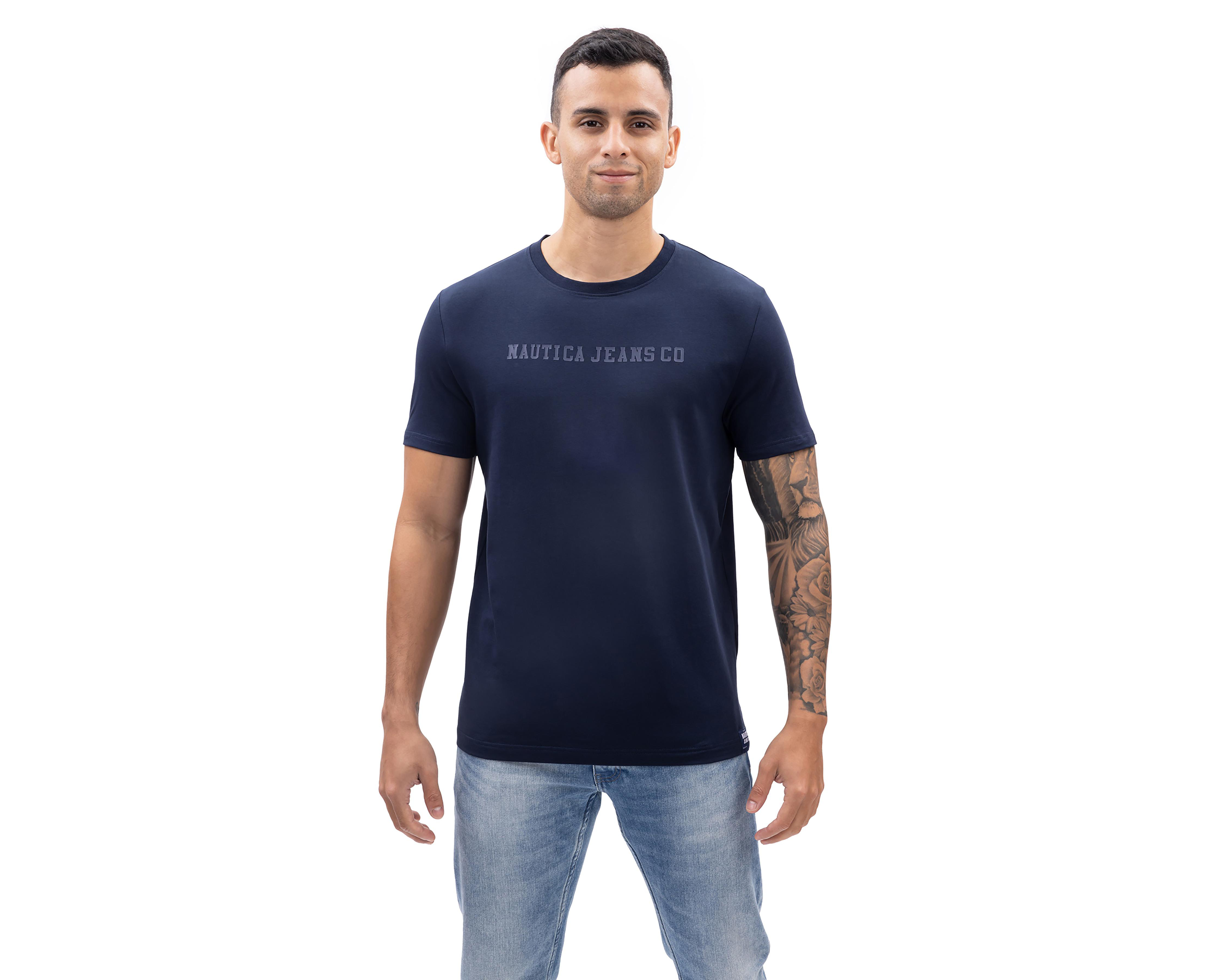 Playera de Cuello Redondo Azul Nautica Jeans Co para Hombre