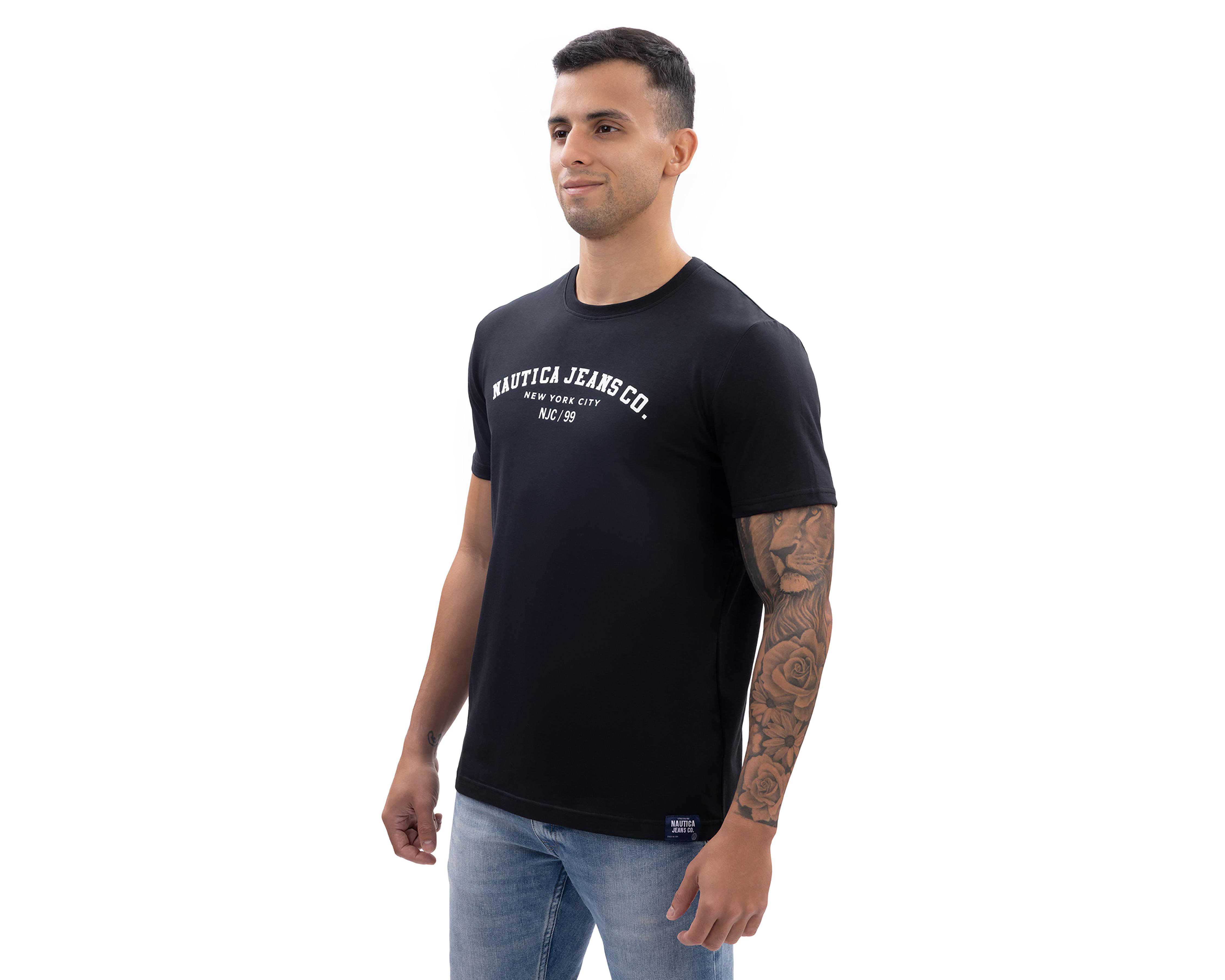 Foto 4 pulgar | Playera de Cuello Redondo Negra Nautica Jeans Co para Hombre