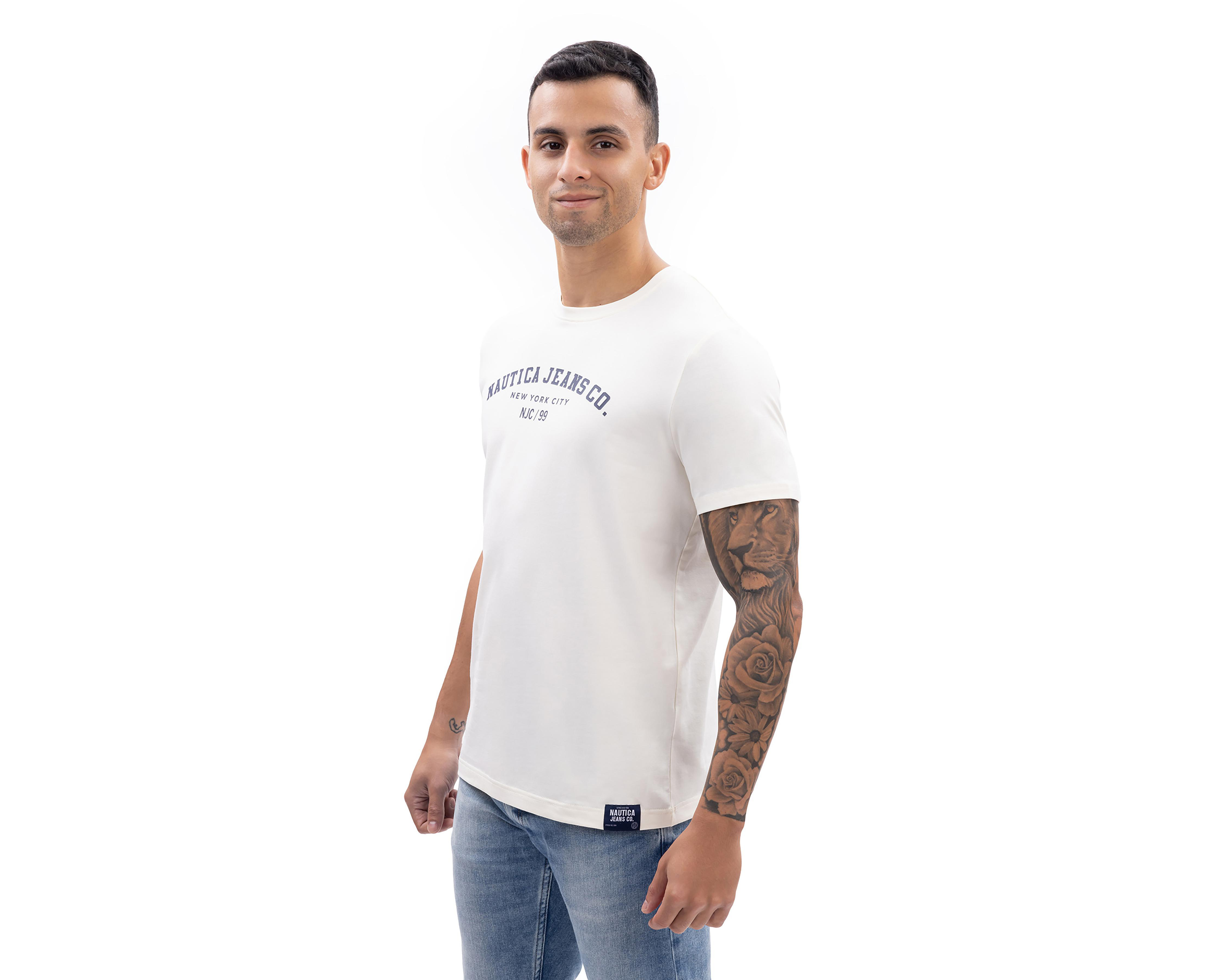 Foto 3 | Playera de Cuello Redondo Blanca Nautica Jeans Co para Hombre