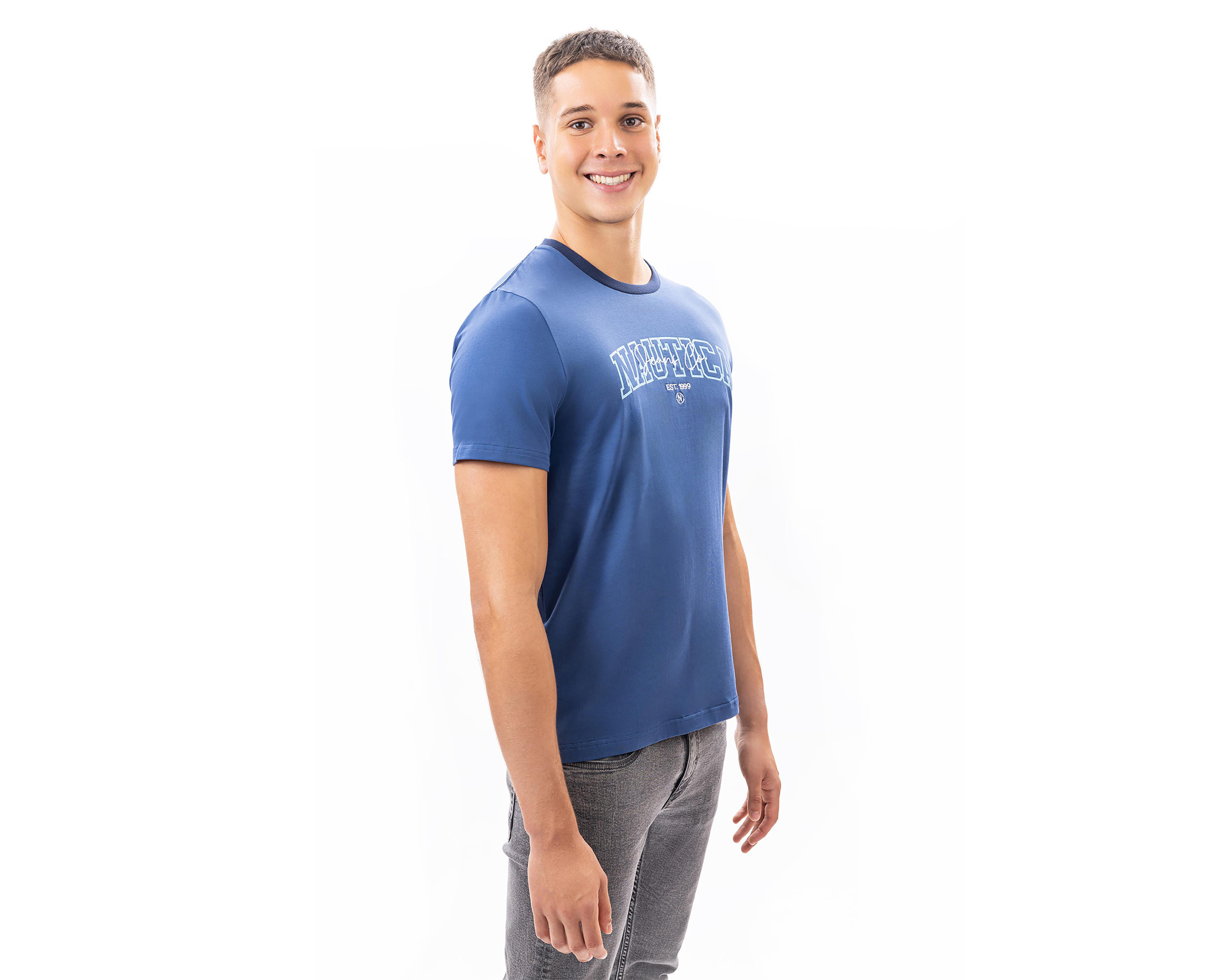 Foto 3 | Playera de Cuello Redondo Azul Nautica Jeans Co para Hombre