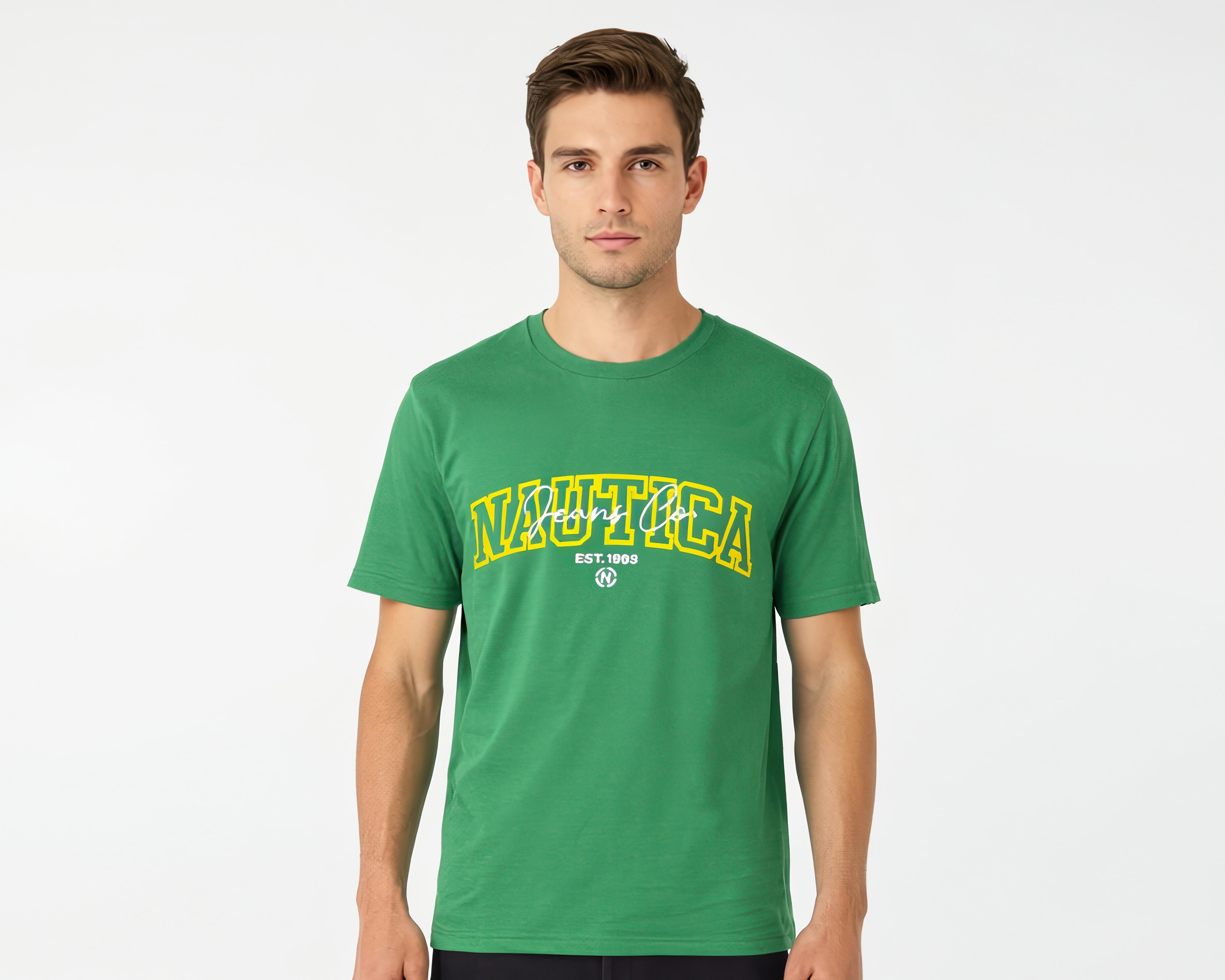 Foto 1 | Playera Cuello Redondo Verde Nautica Jeans Co para Hombre