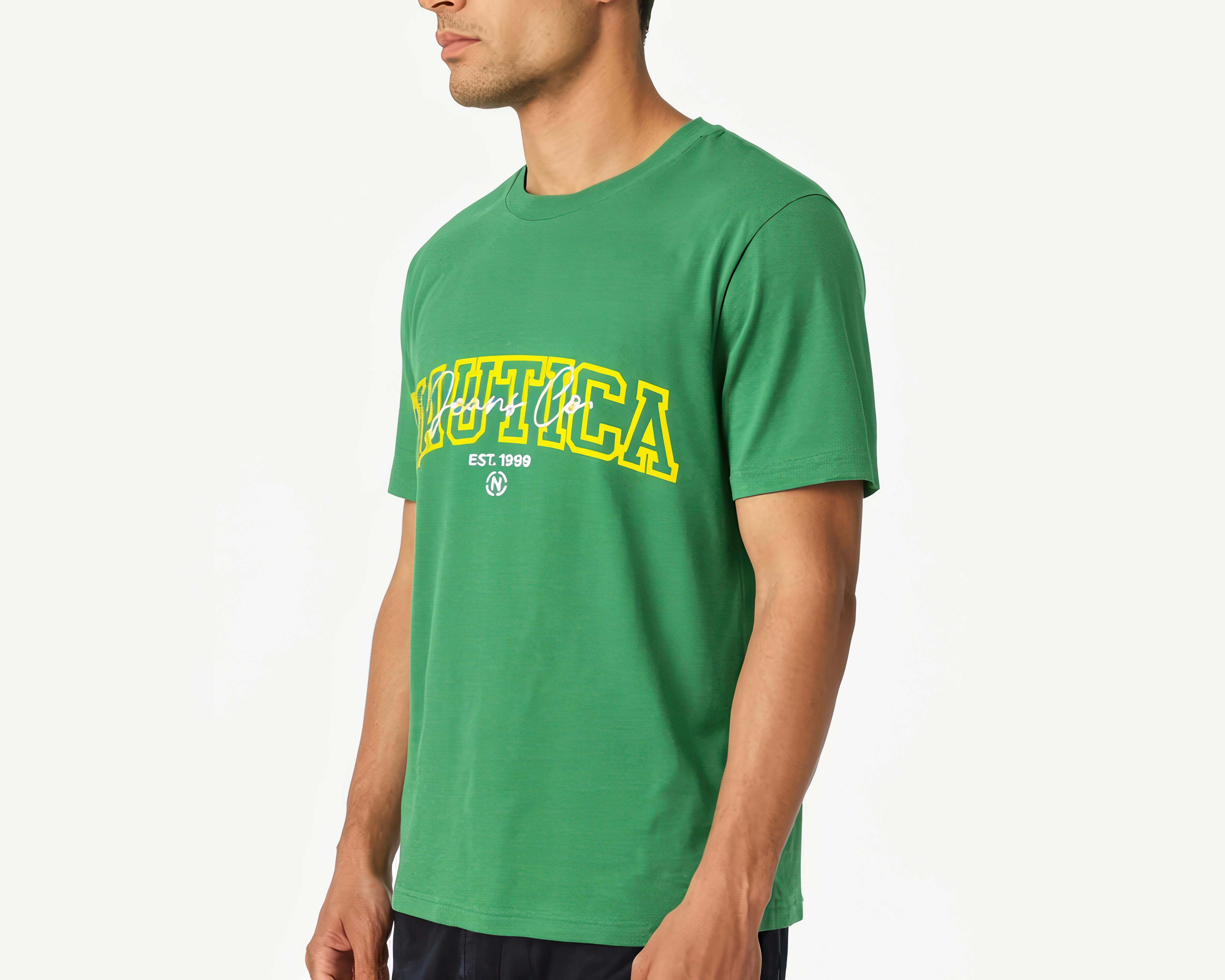 Foto 4 pulgar | Playera Cuello Redondo Verde Nautica Jeans Co para Hombre