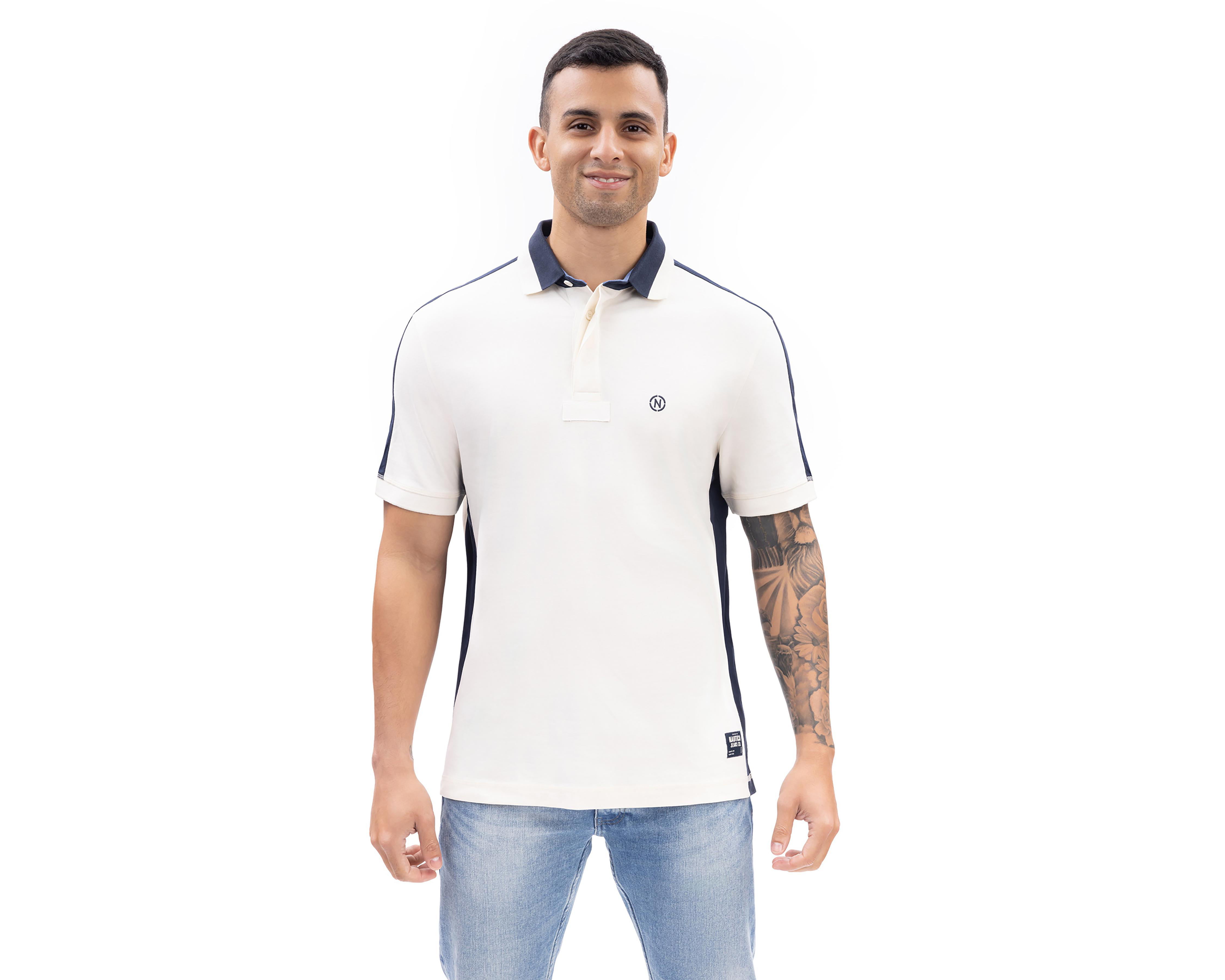Foto 2 pulgar | Playera Polo Nautica Jeans Co Blanca para Hombre