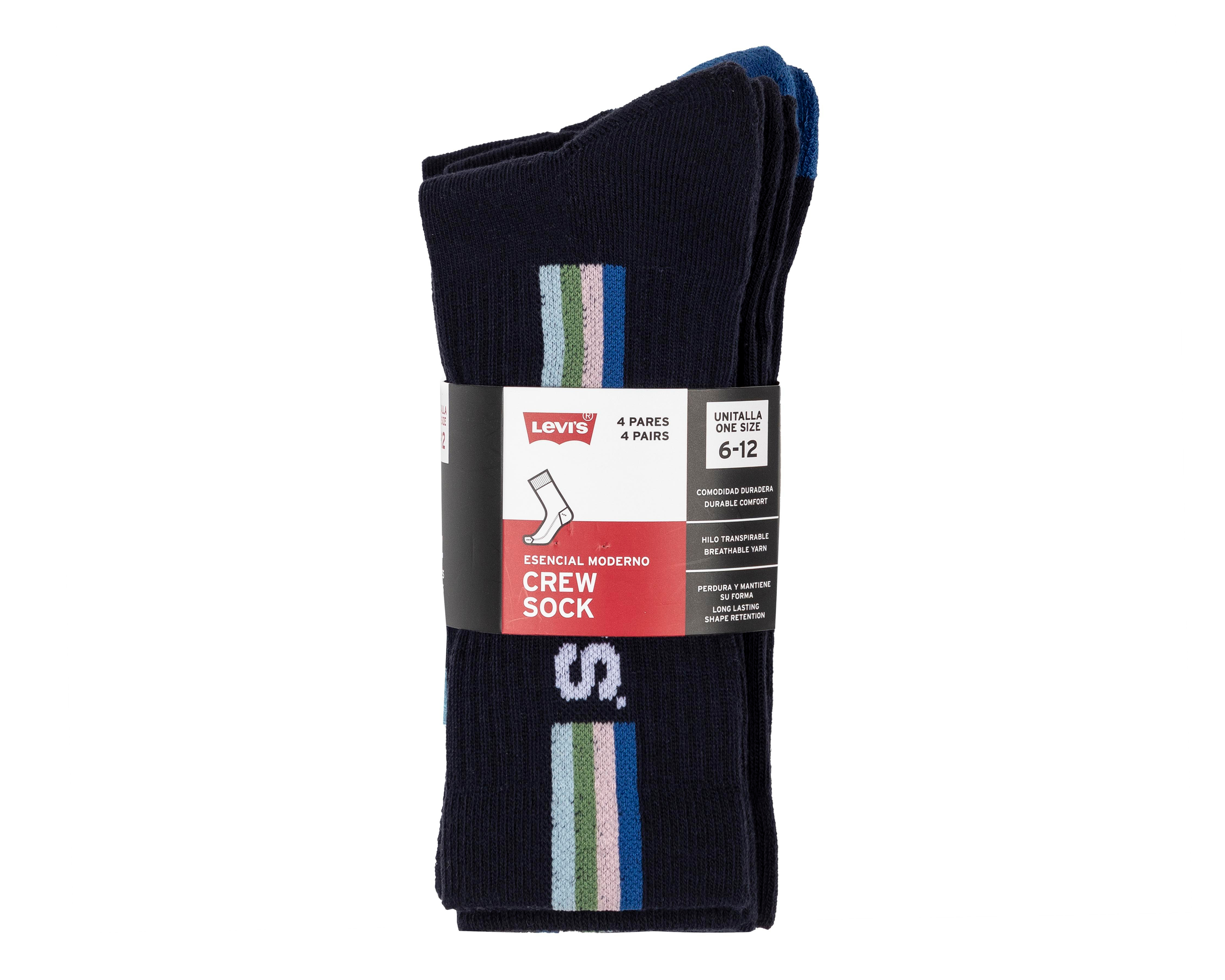 Foto 3 | Calcetas Largas Levi's para Hombre 4 Pares