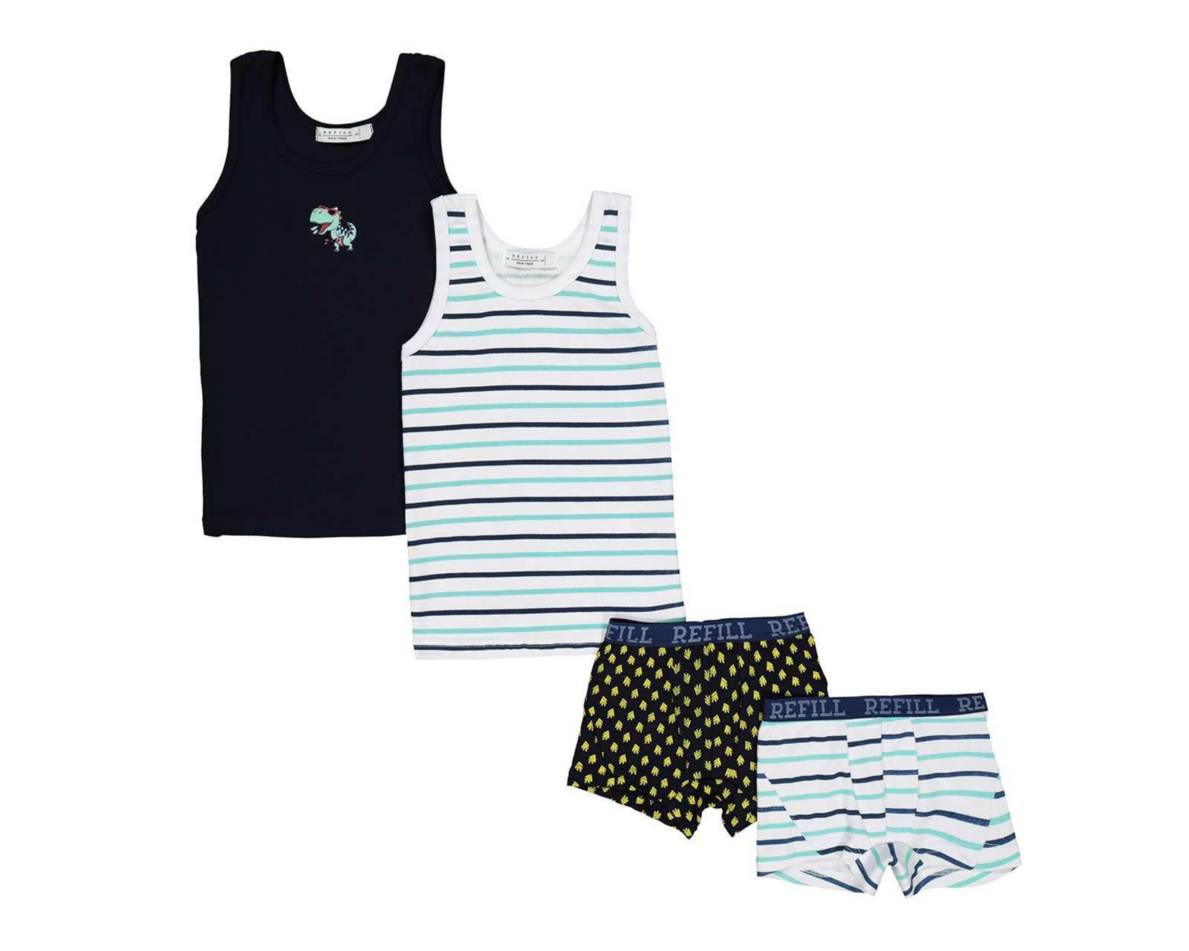 Camiseta Interior y Bóxer Refill Kids para Niño 4 Piezas