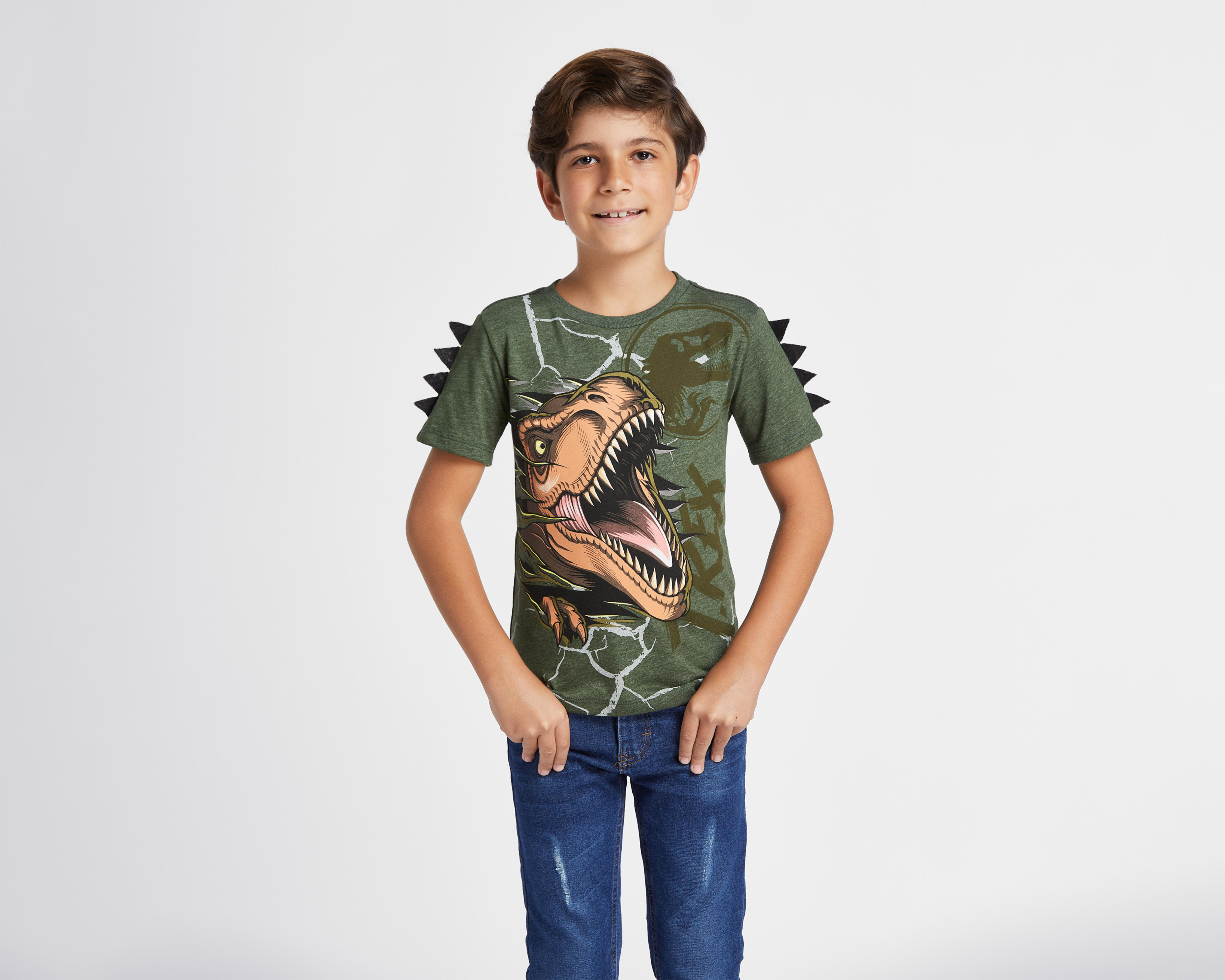 Playera Jurassic World Manga Corta Estampada para Niño