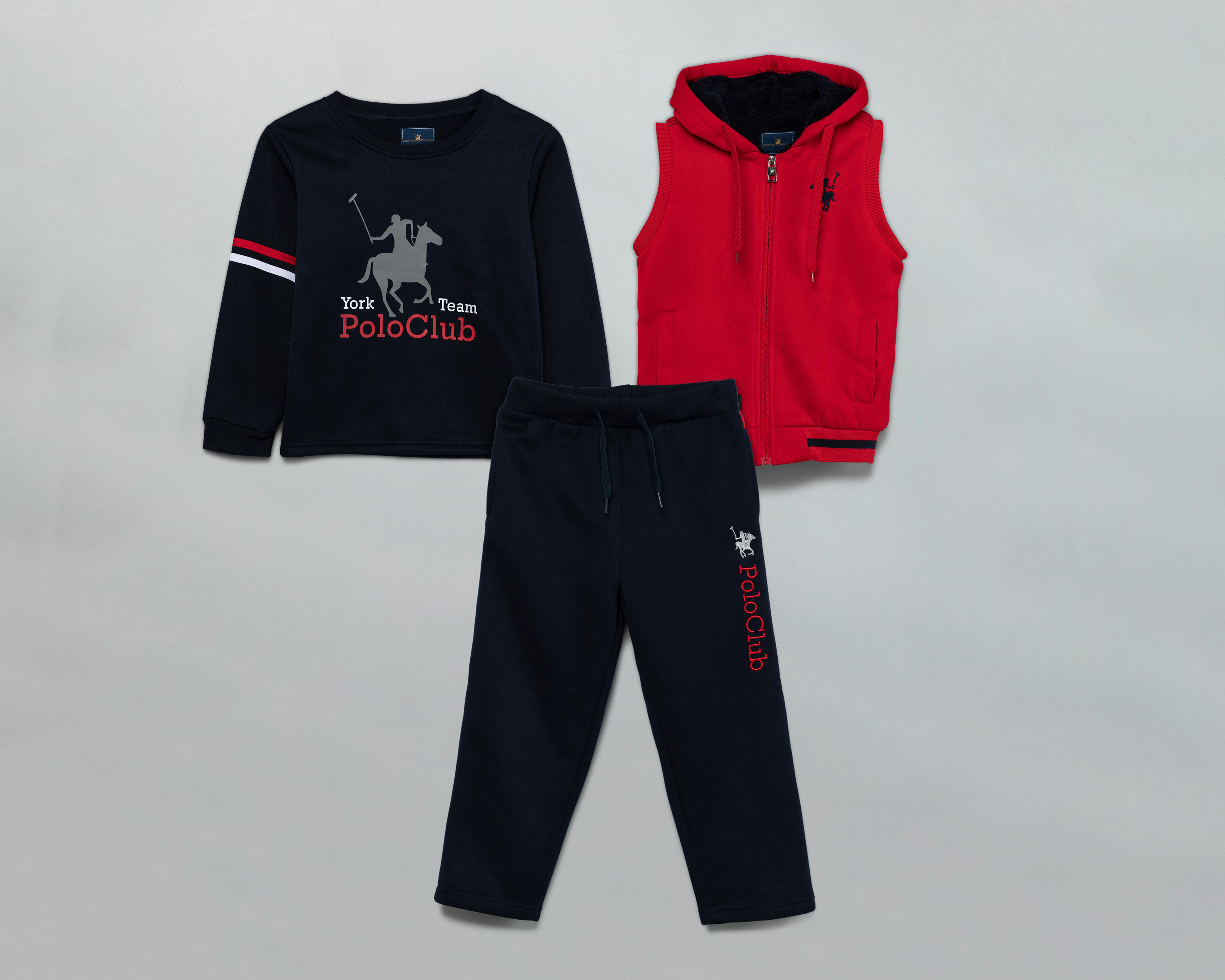 Conjunto con Chaleco York Team Polo Club para Niño 3 Piezas