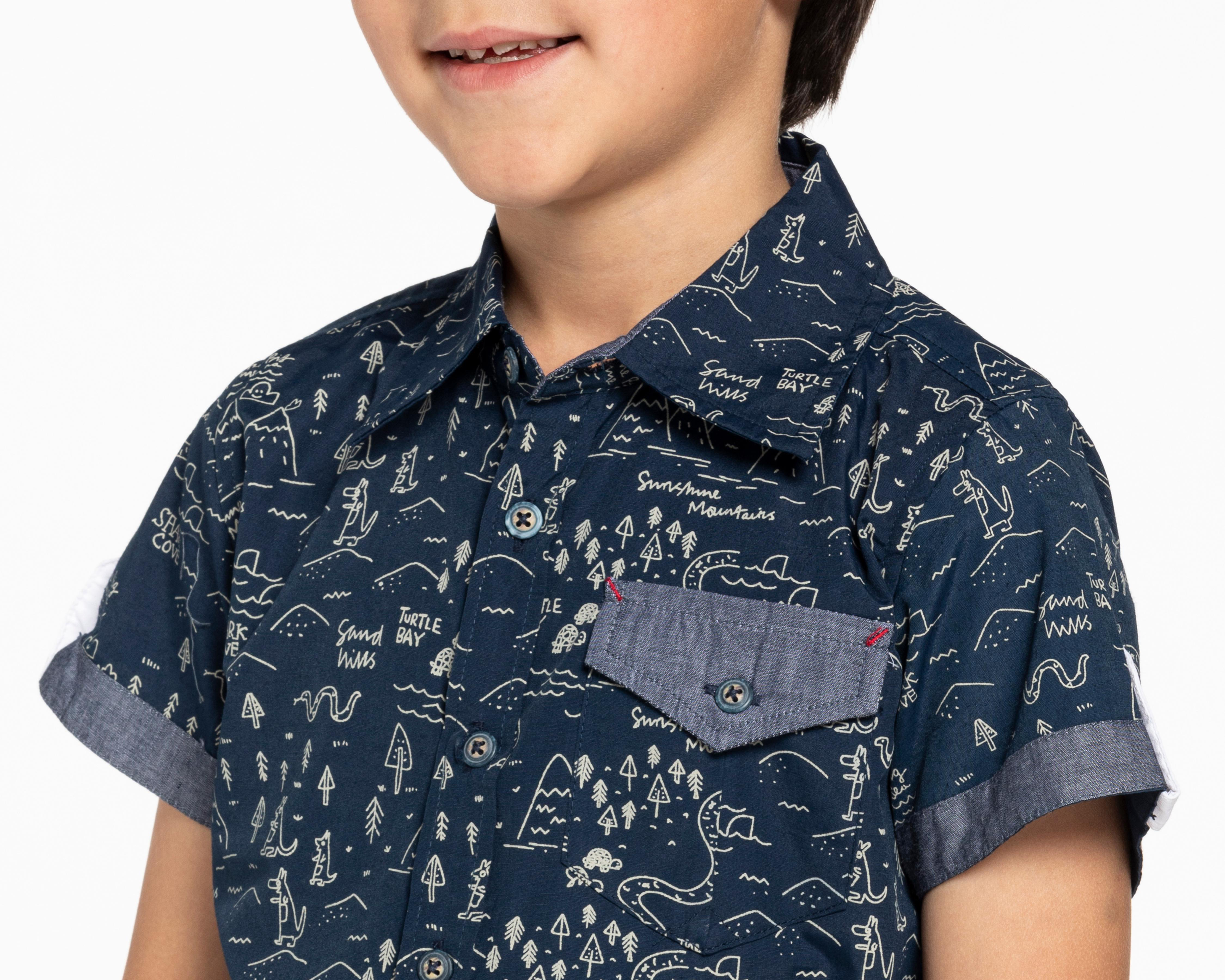 Foto 2 pulgar | Camisa Refill Manga Corta Estampada para Niño