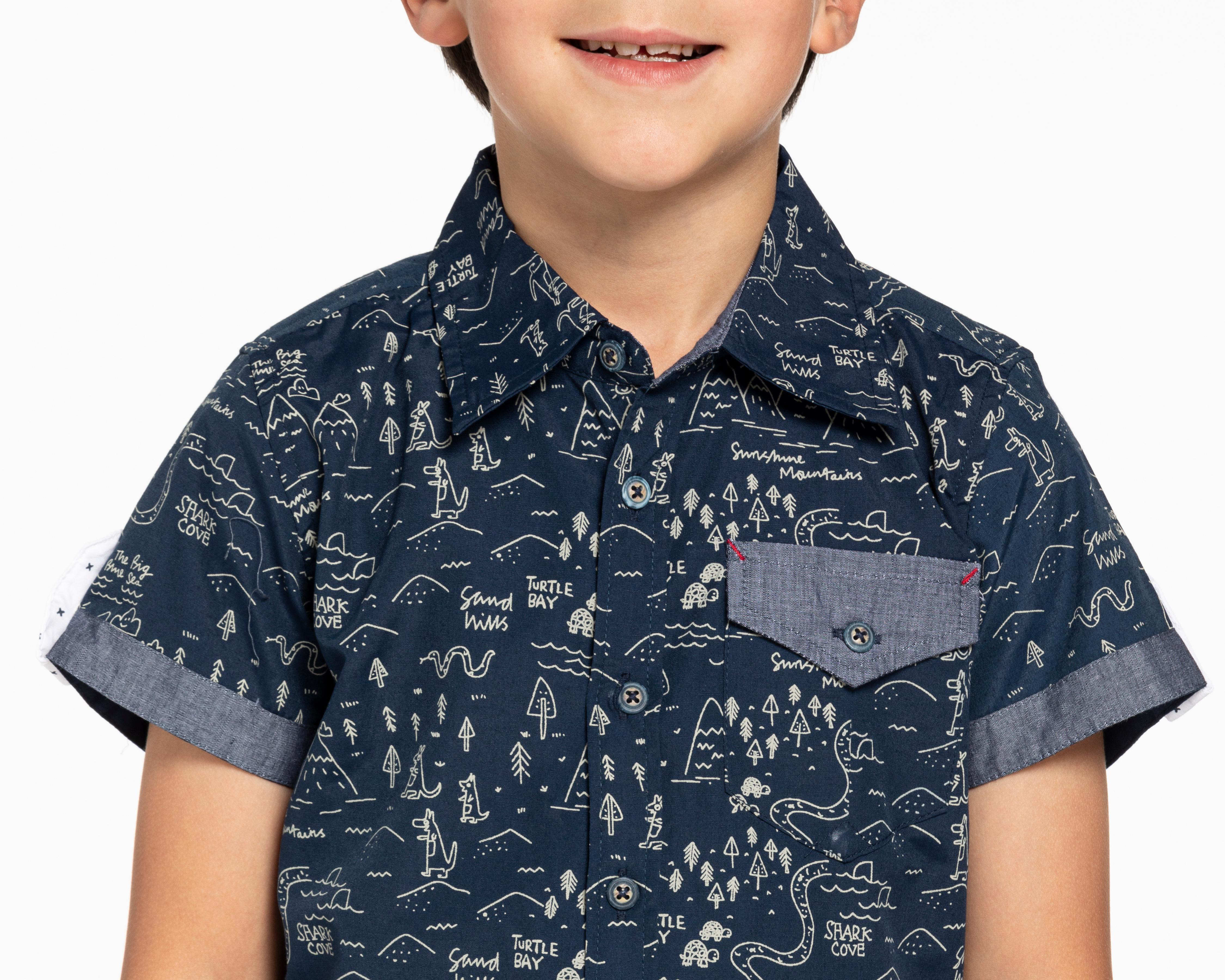 Foto 4 pulgar | Camisa Refill Manga Corta Estampada para Niño