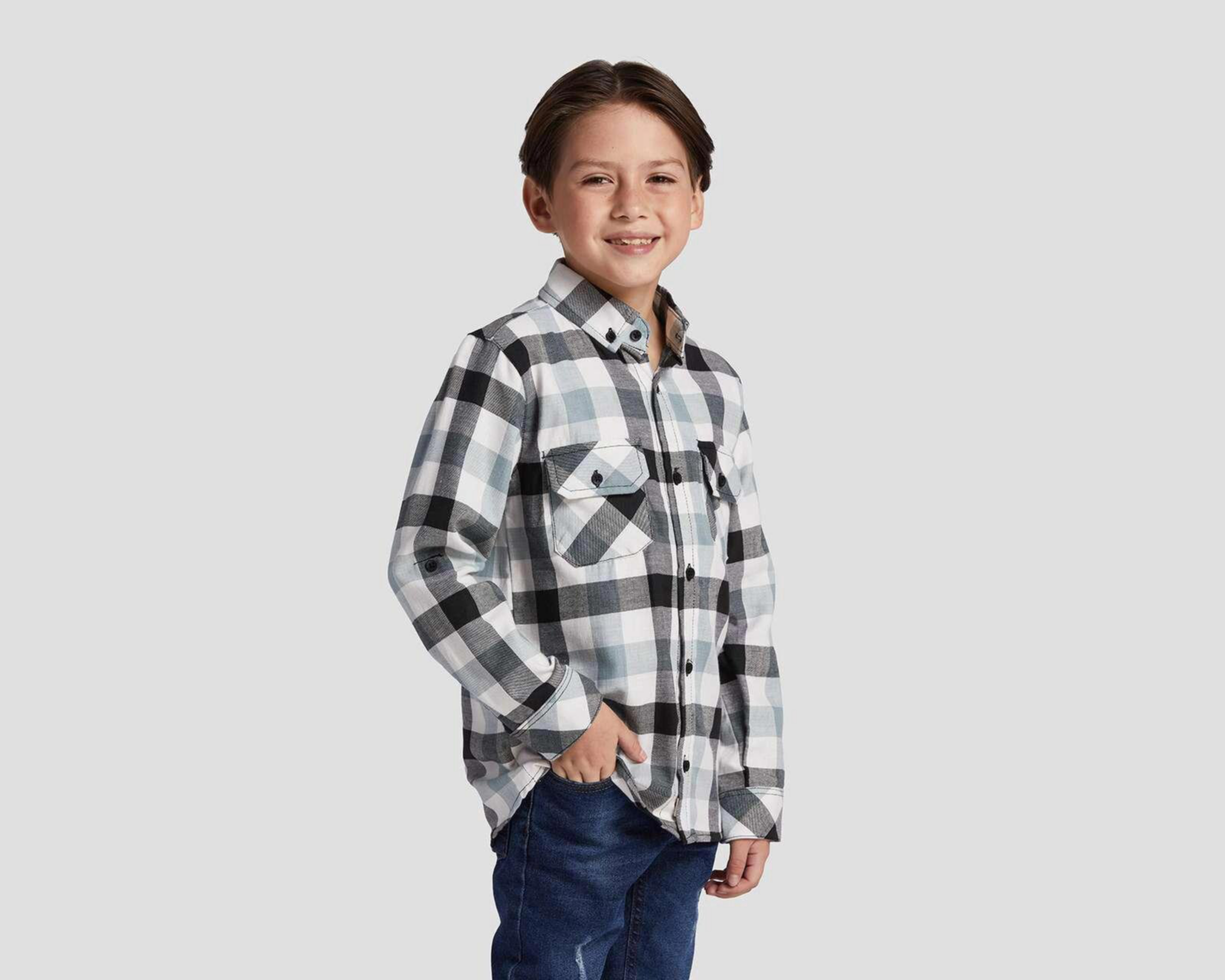 Foto 1 | Camisa Refill Manga Larga de Cuadros para Niño