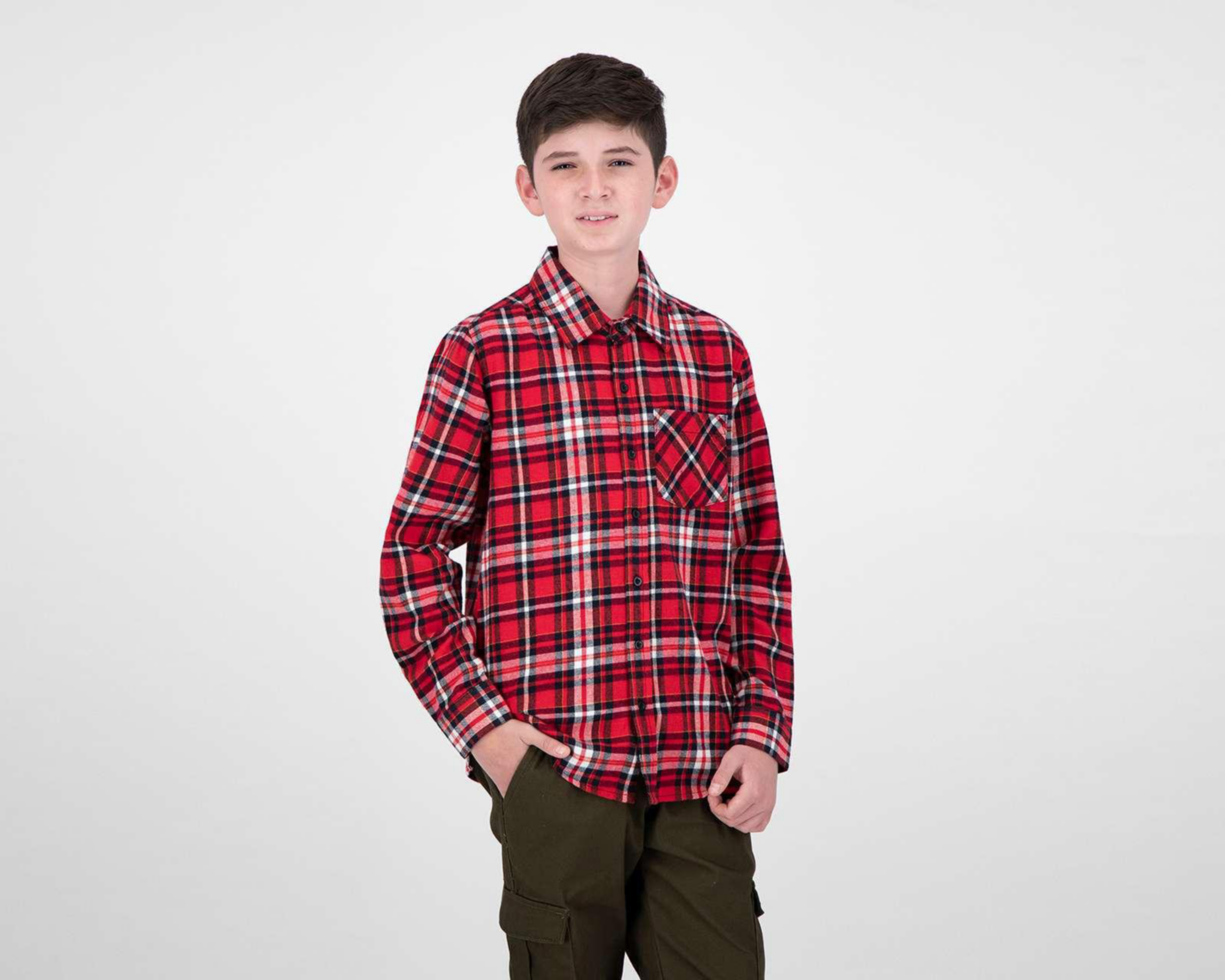 Camisa Refill Manga Larga a Cuadros Juvenil