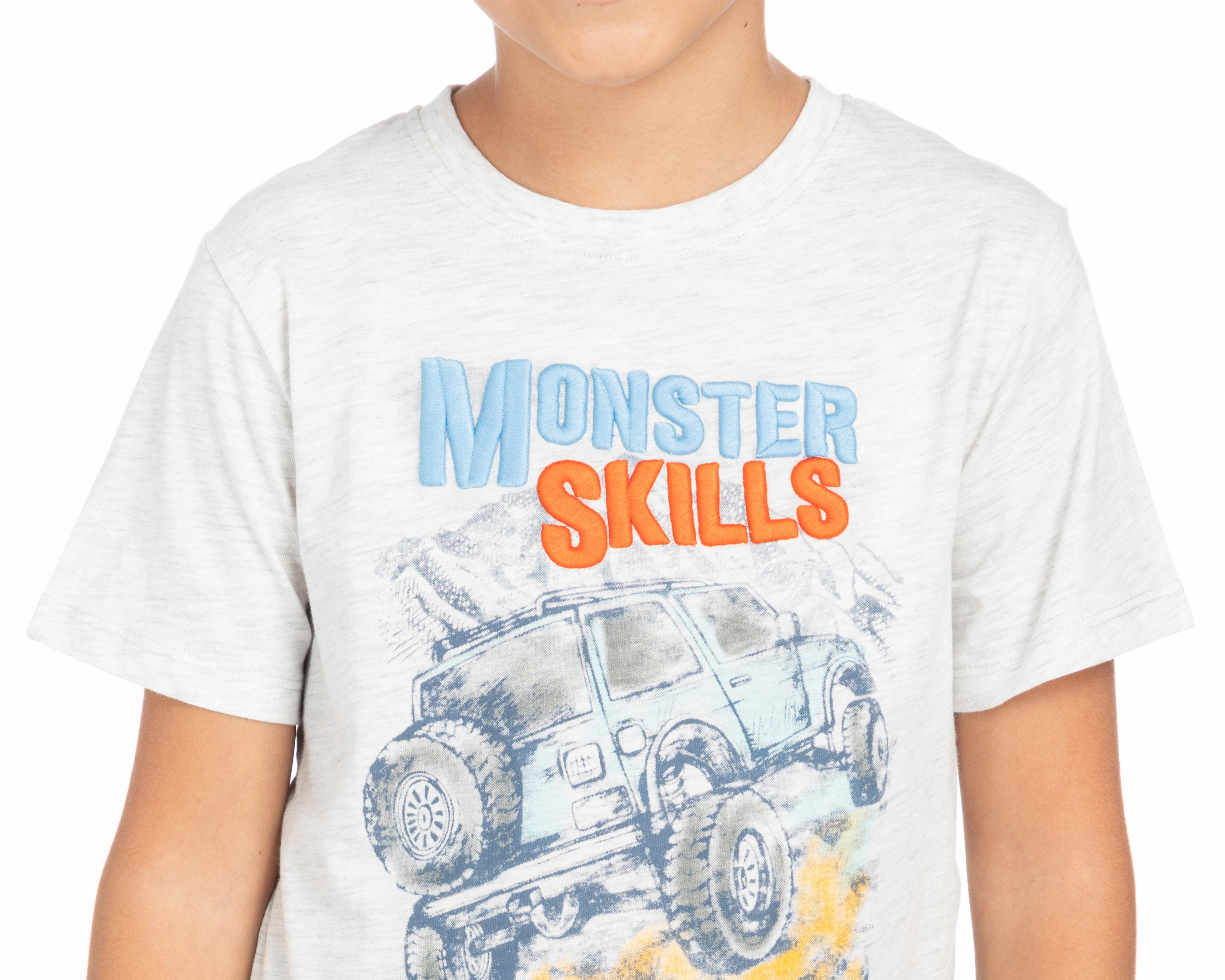 Foto 4 pulgar | Playera Refill con Print de Carro Monstruo para Niño